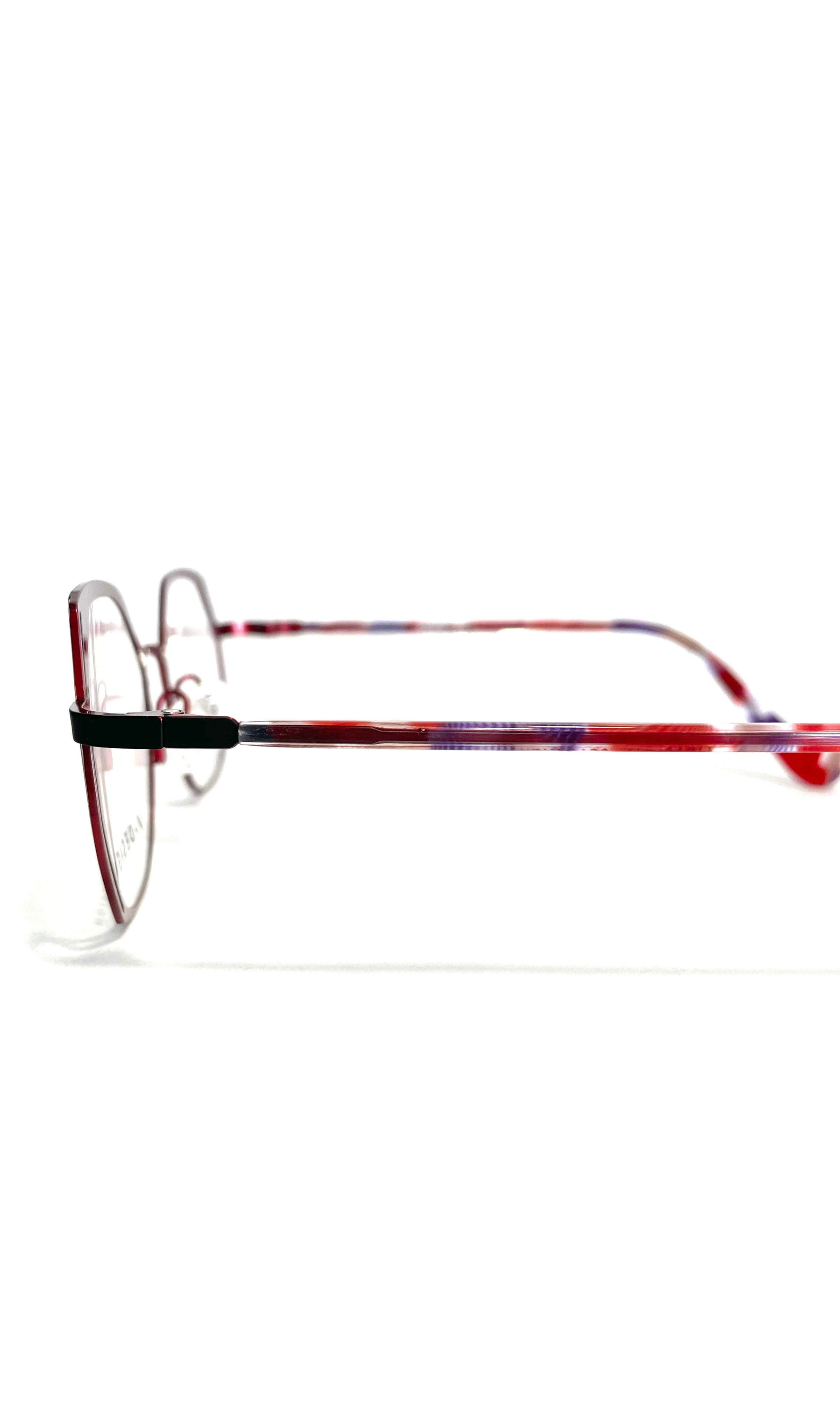 Lunettes V.Design en métal rouges à branches écailles colorées