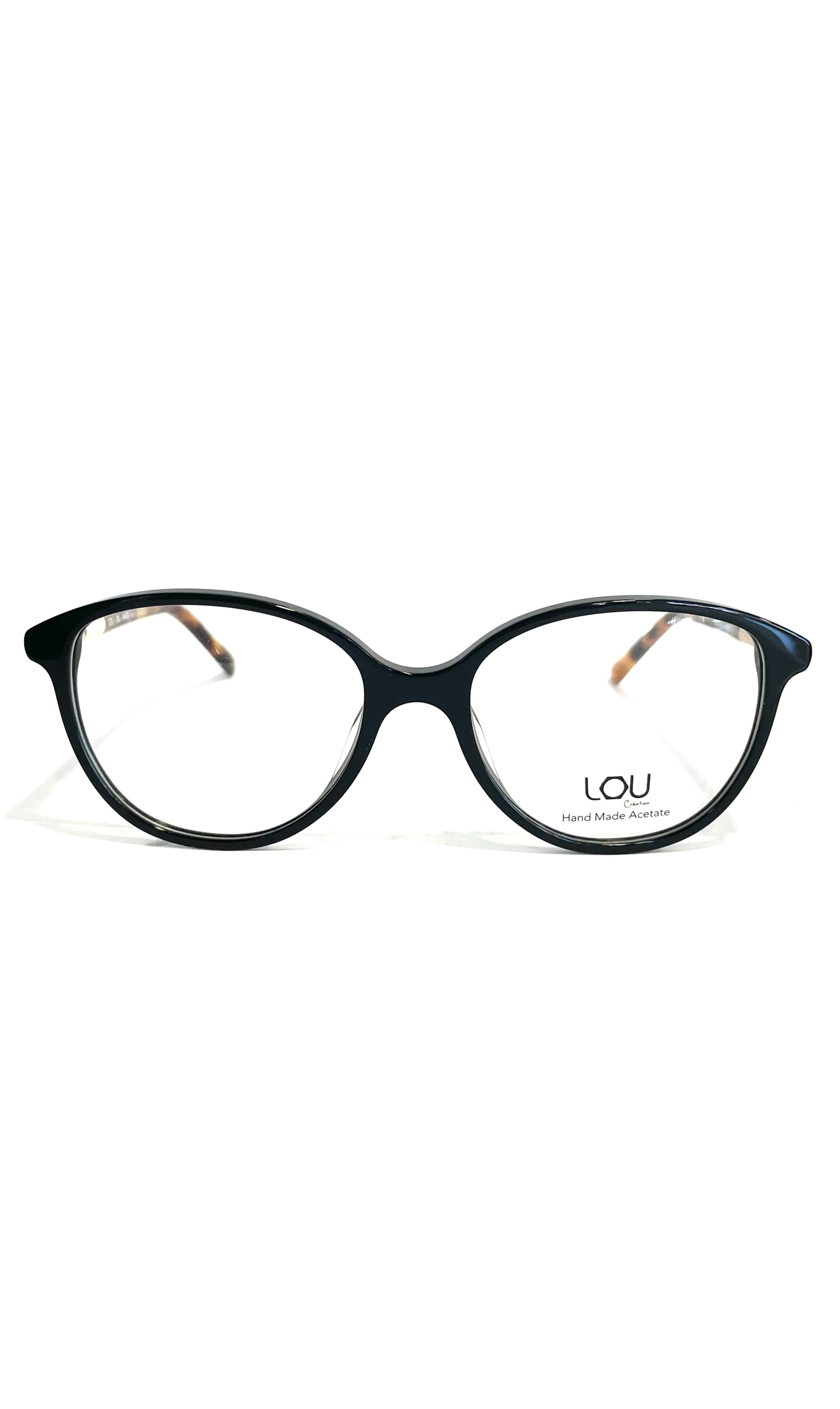 Lunettes Lou à face noire et branches rondes écaillées