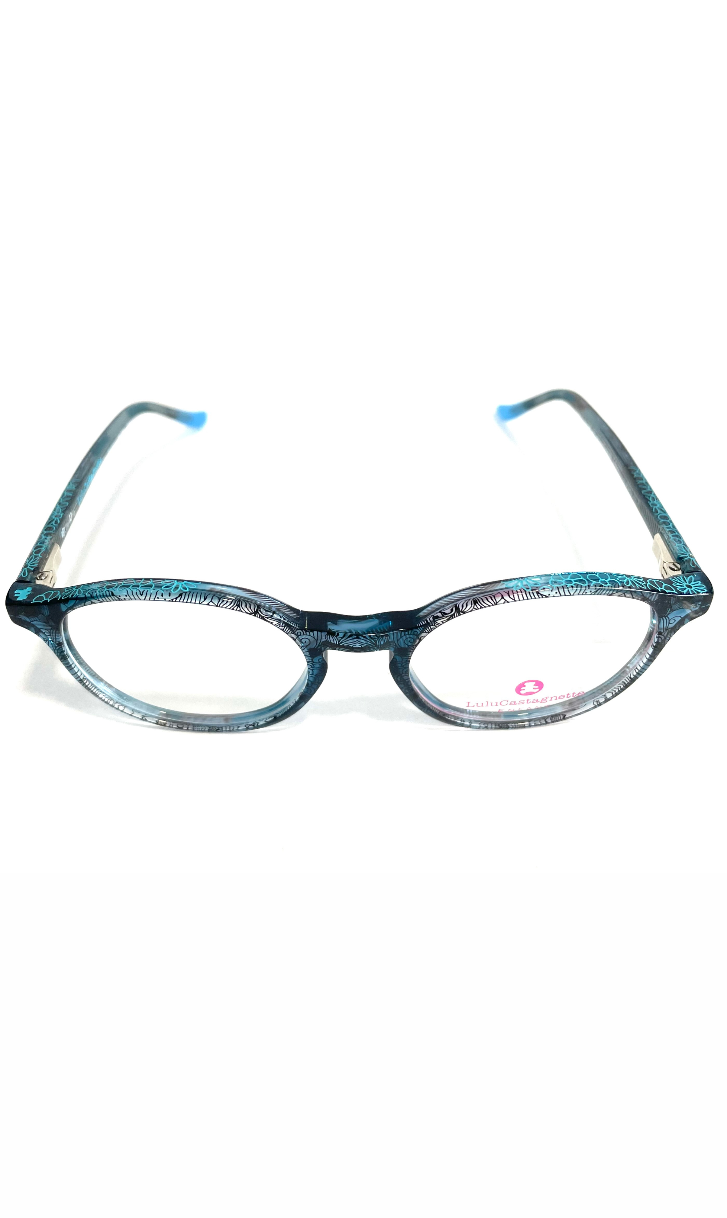 Lunettes LuluCastagnette Bleues et Noires à motifs fleuris