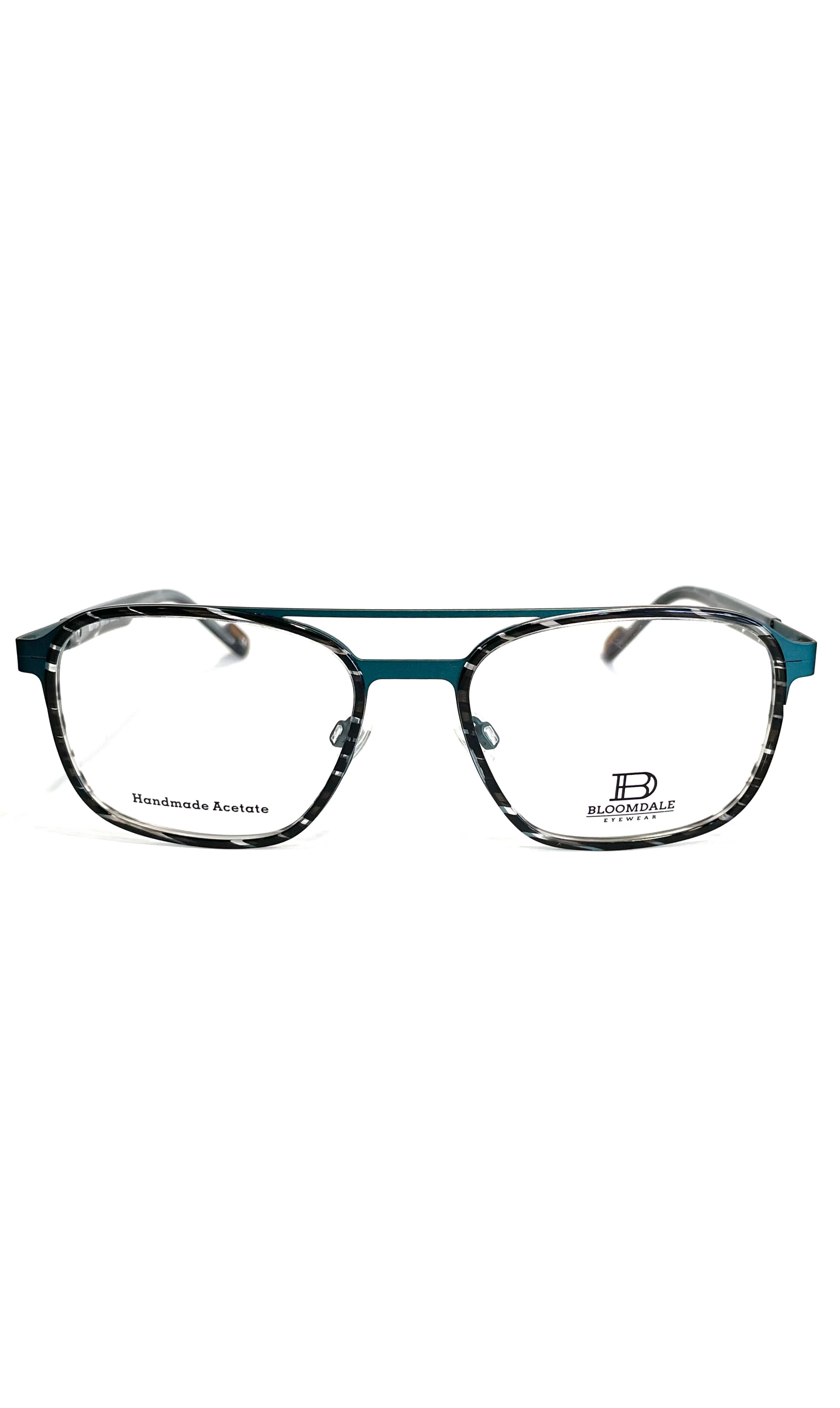 Lunettes Bloomdale à double barre, bleues et zébrées 
