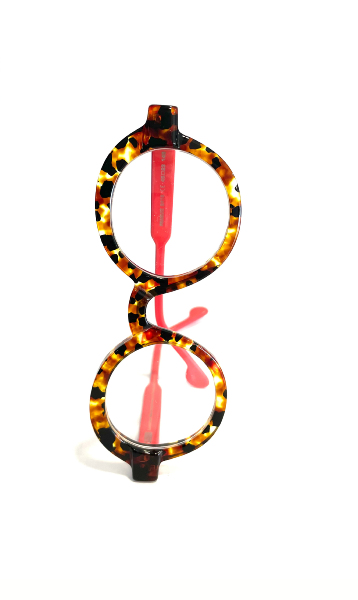 Lunettes rondes écaillées à branches roses