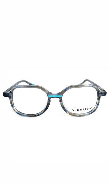 Lunettes V.Design à écaille bleue et grise