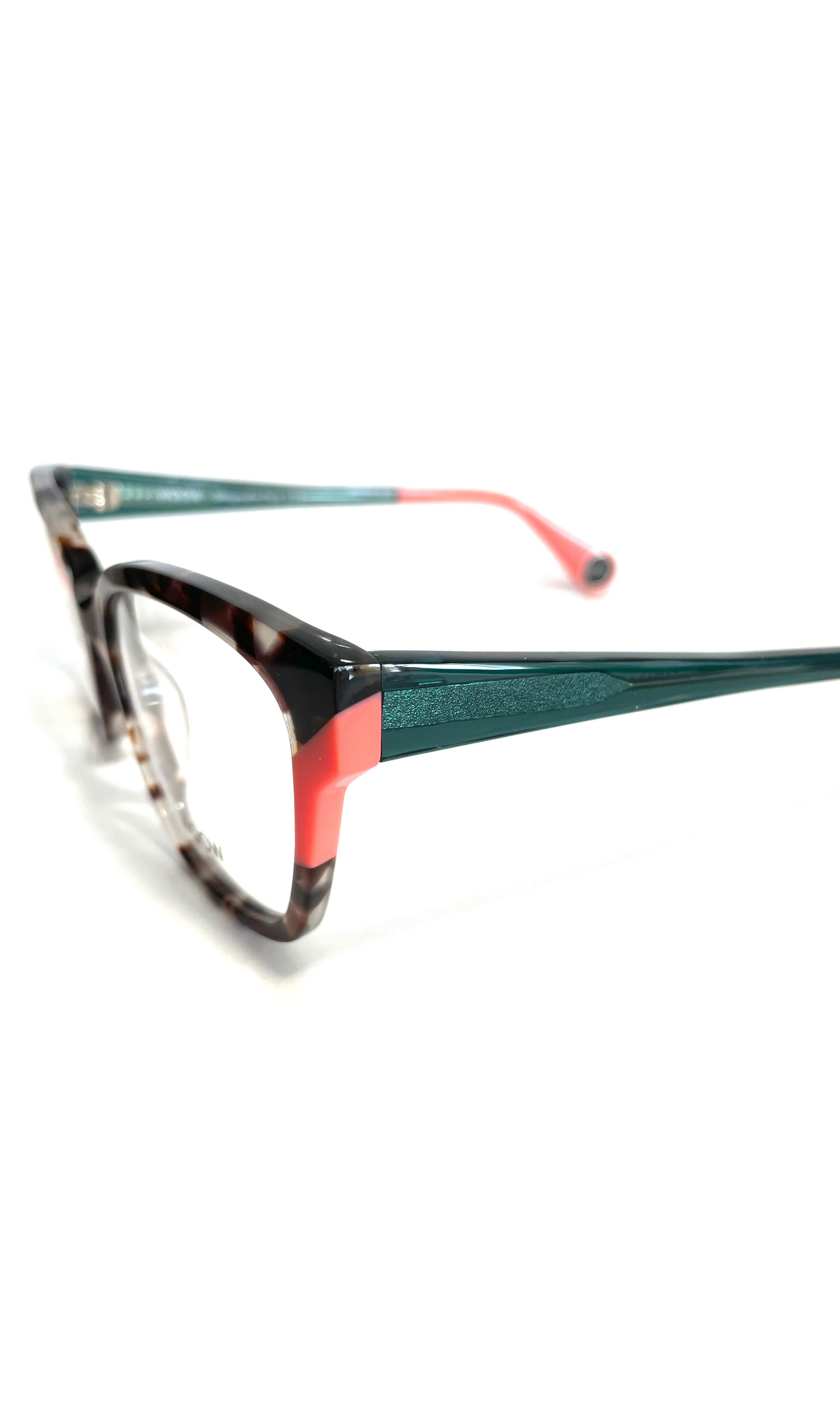 Lunettes Woow écaille claire et branches rose/vertes