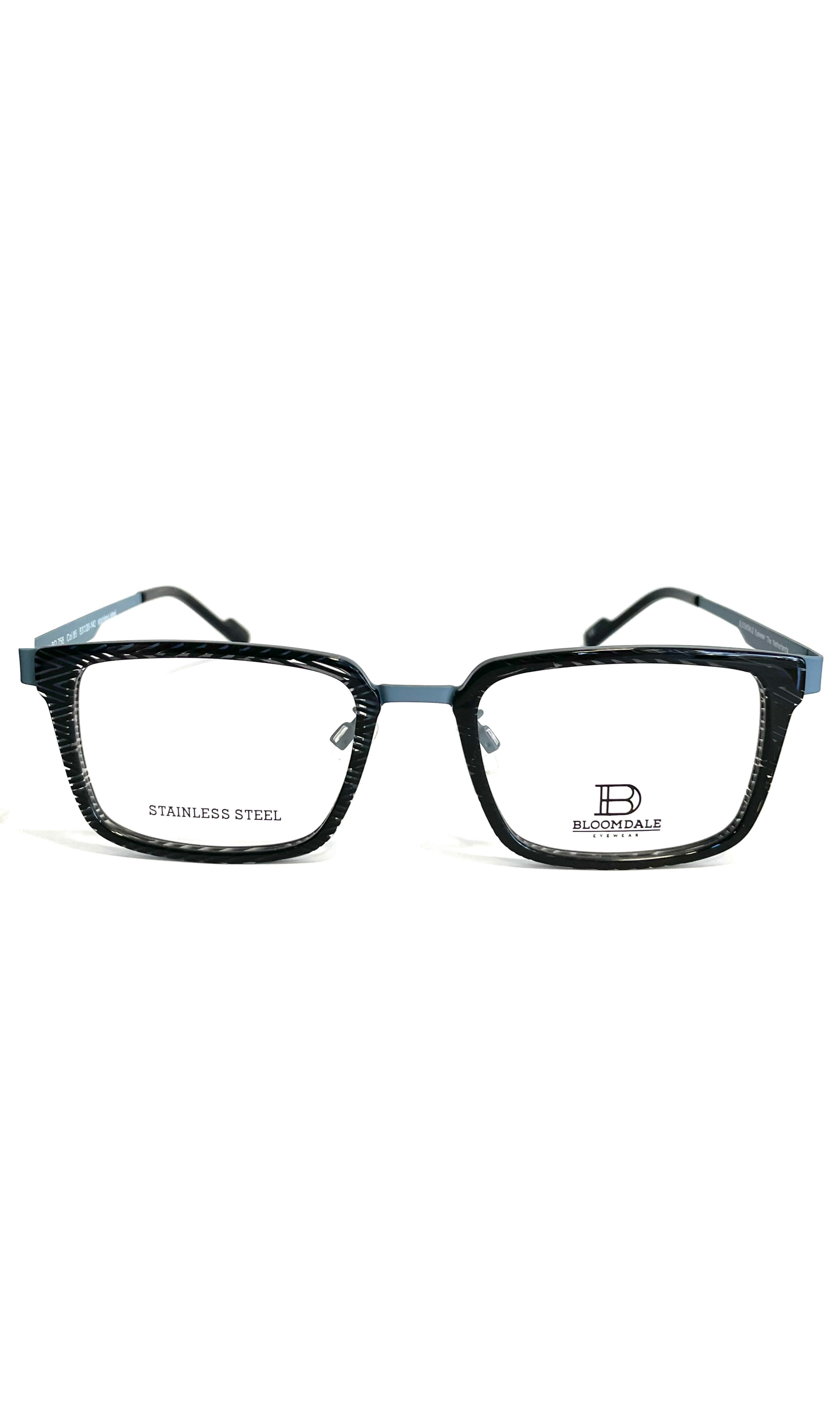 Lunettes Bloomdale en métal bleu et face zébrée