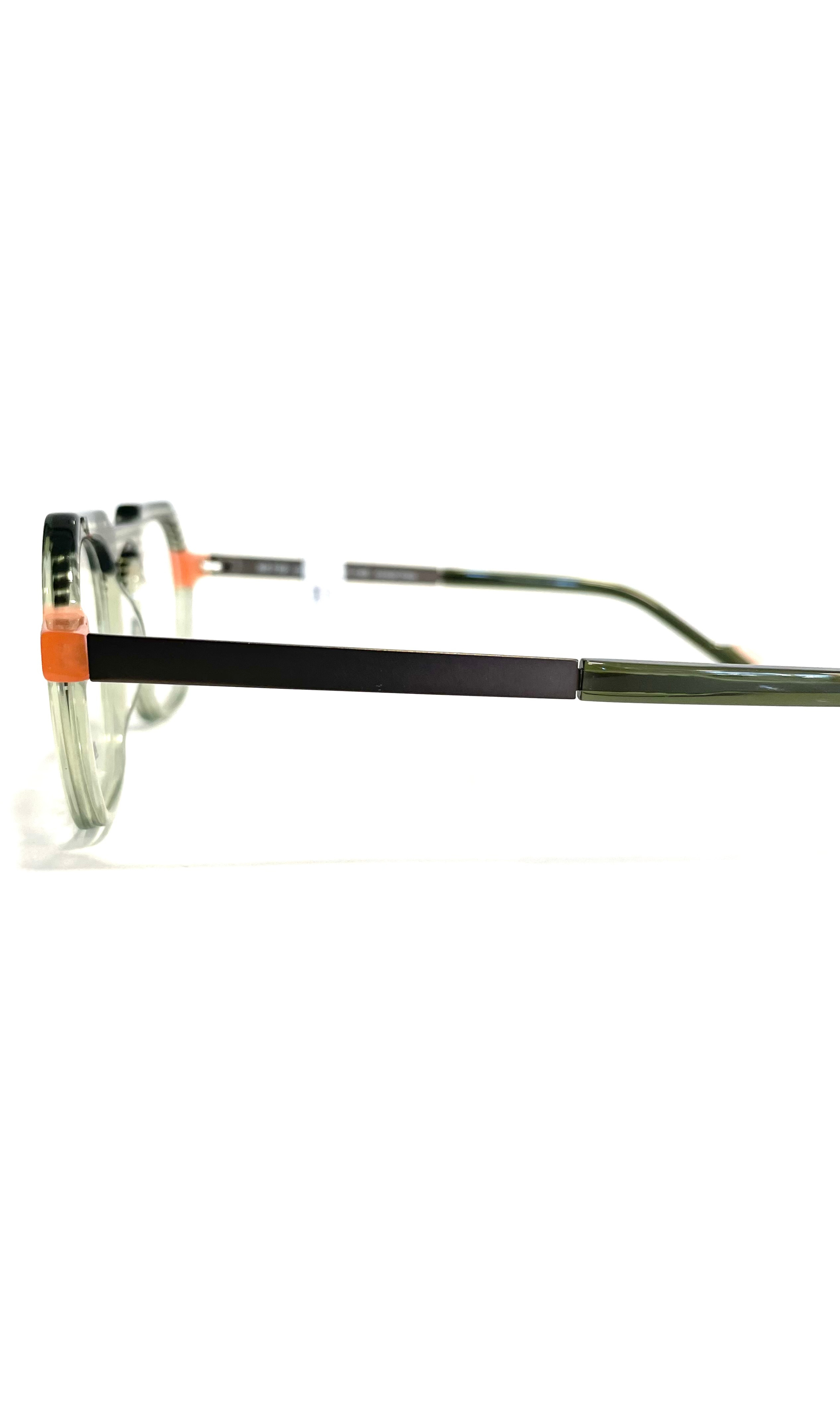 Lunettes Bloomdale à face rayée verte et branches en métal