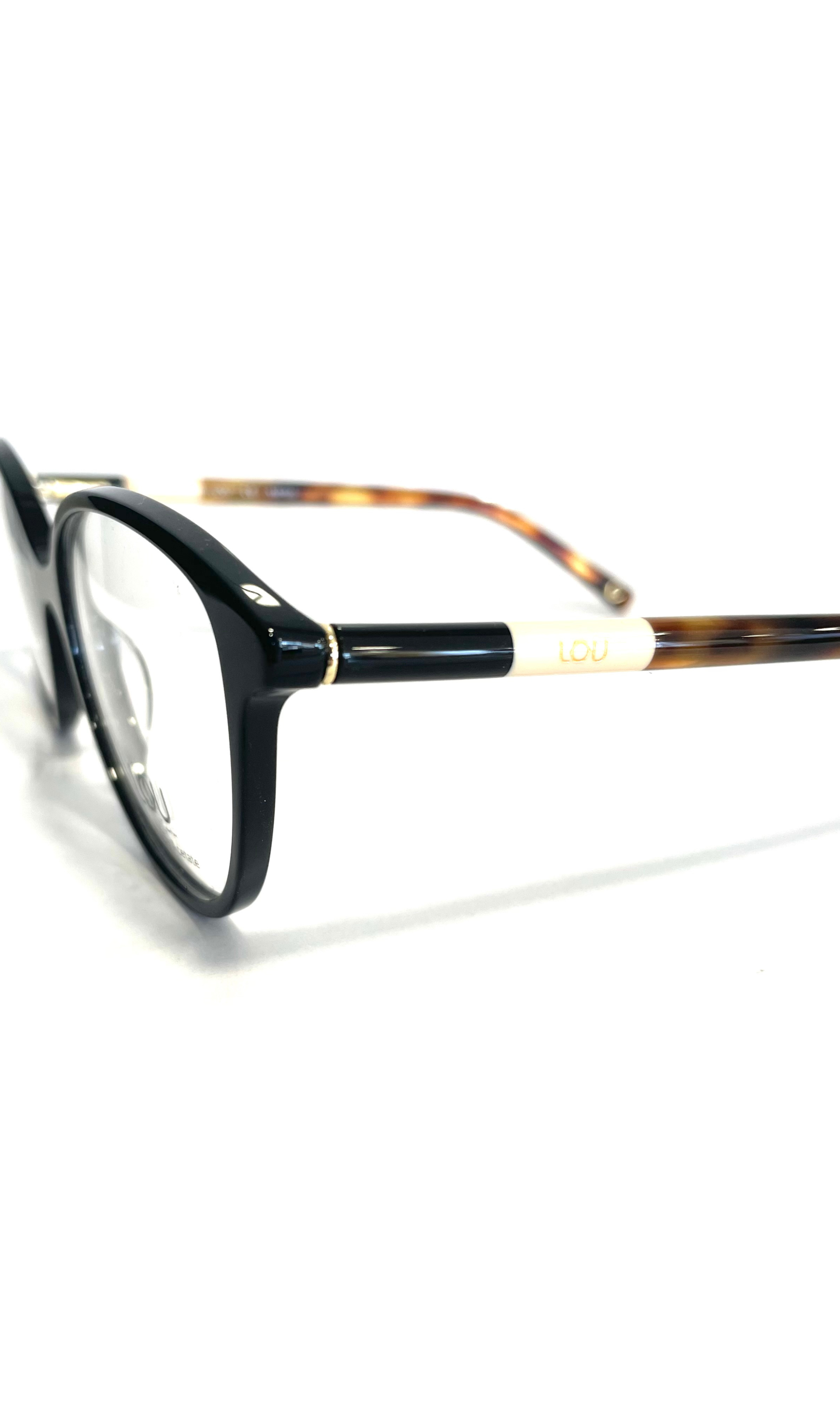Lunettes Lou à face noire et branches rondes écaillées