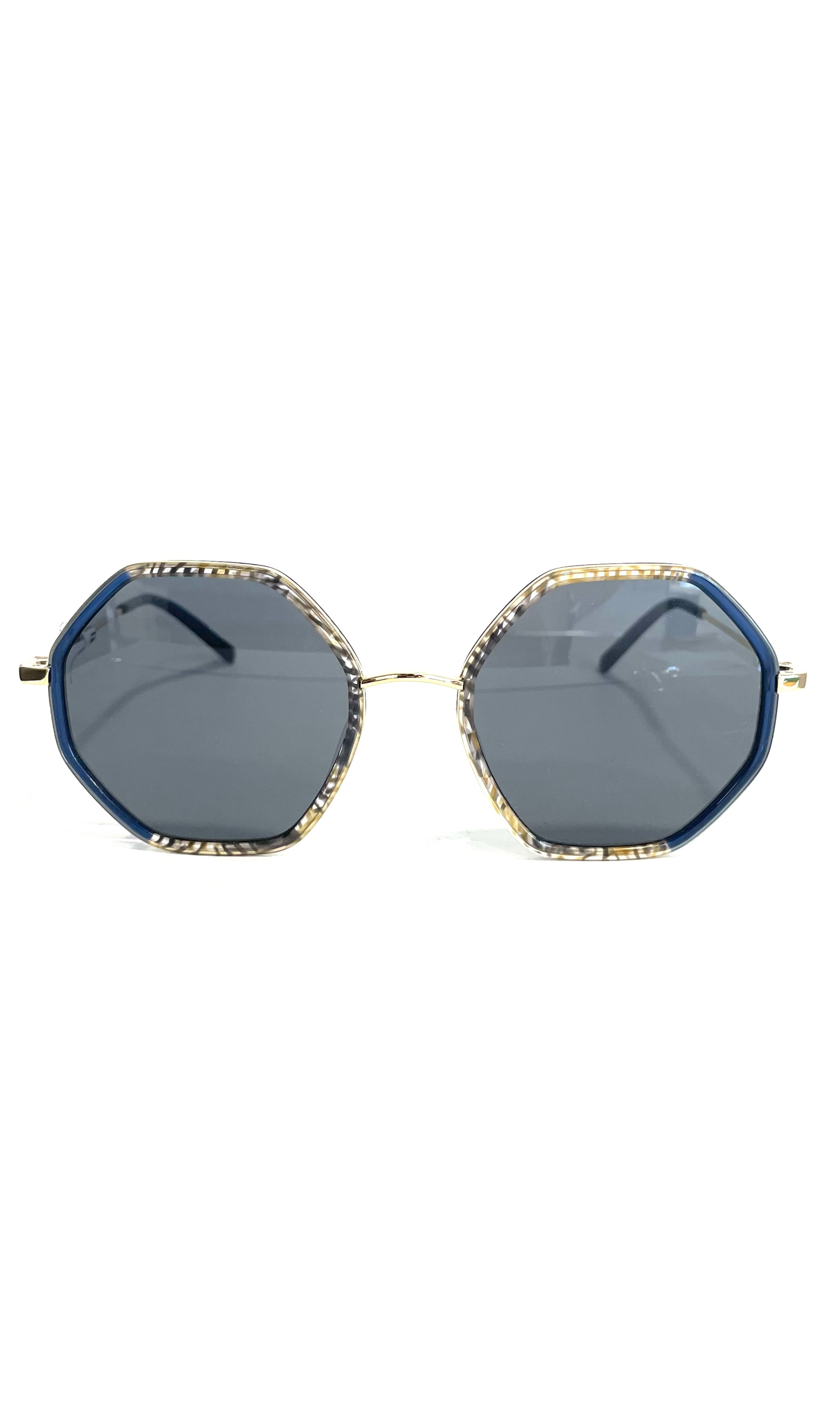 Lunettes de soleil Lou en métal bleues et jaunes