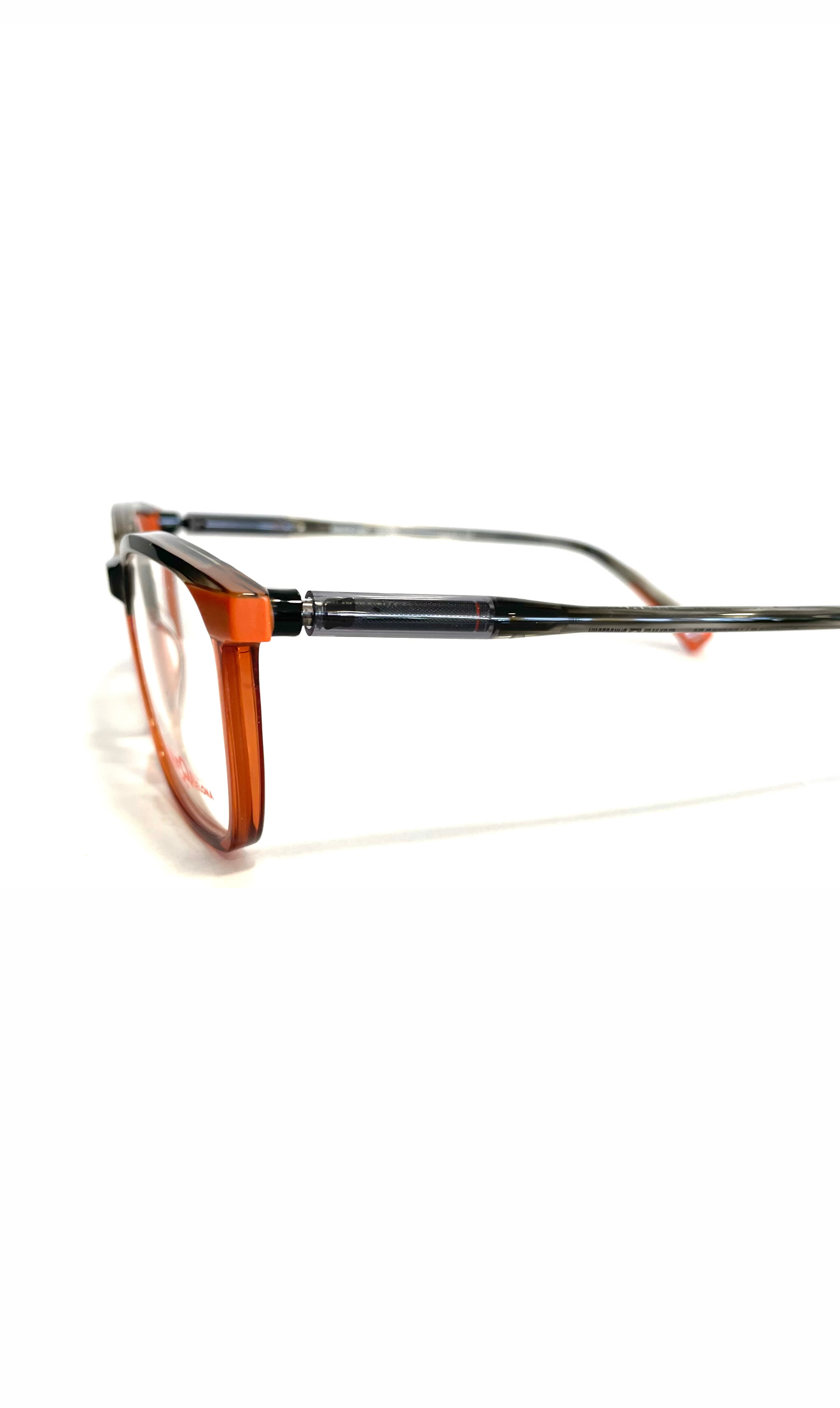 Lunettes oranges et noires à branches rondes