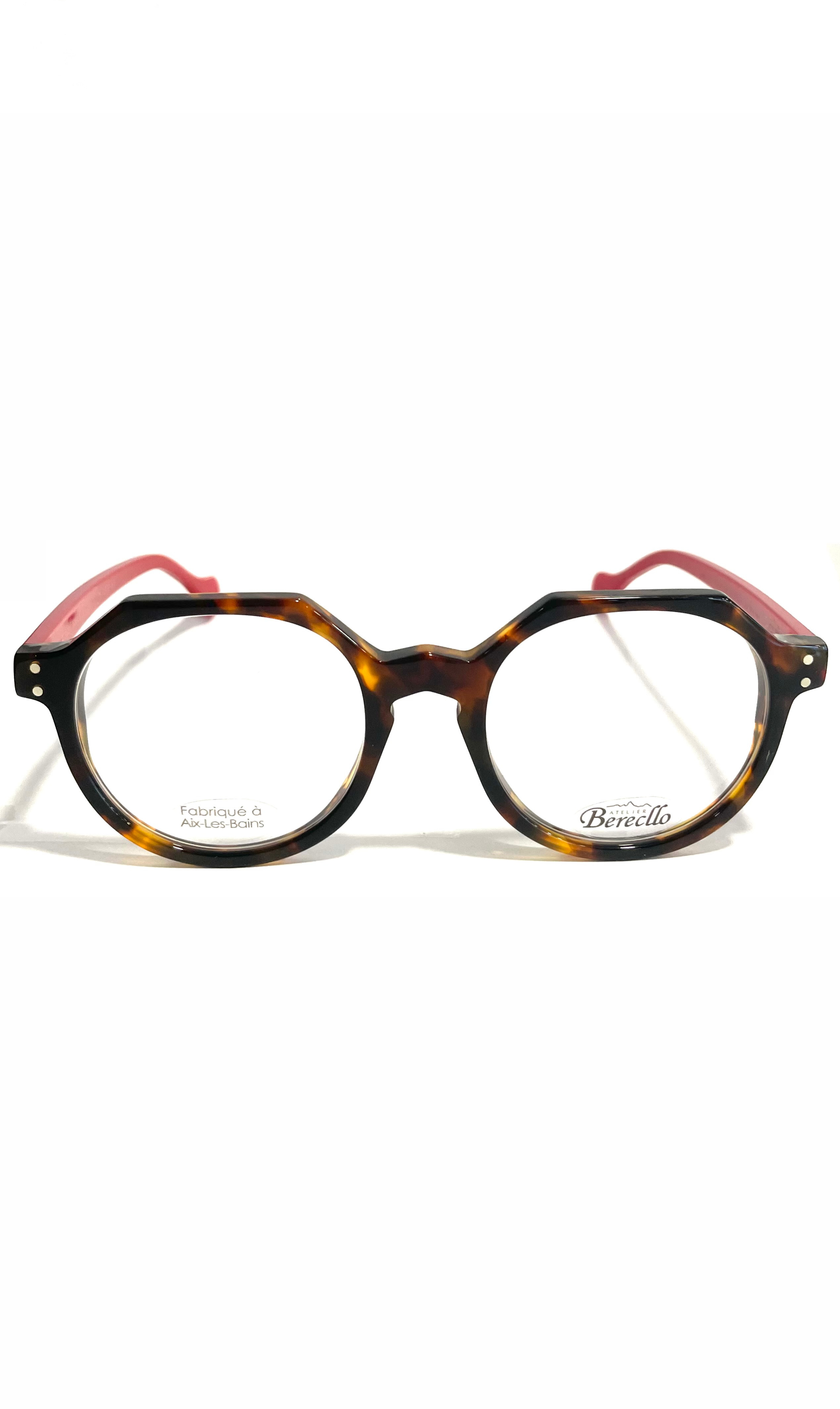 Lunettes écaillées à branches rouges