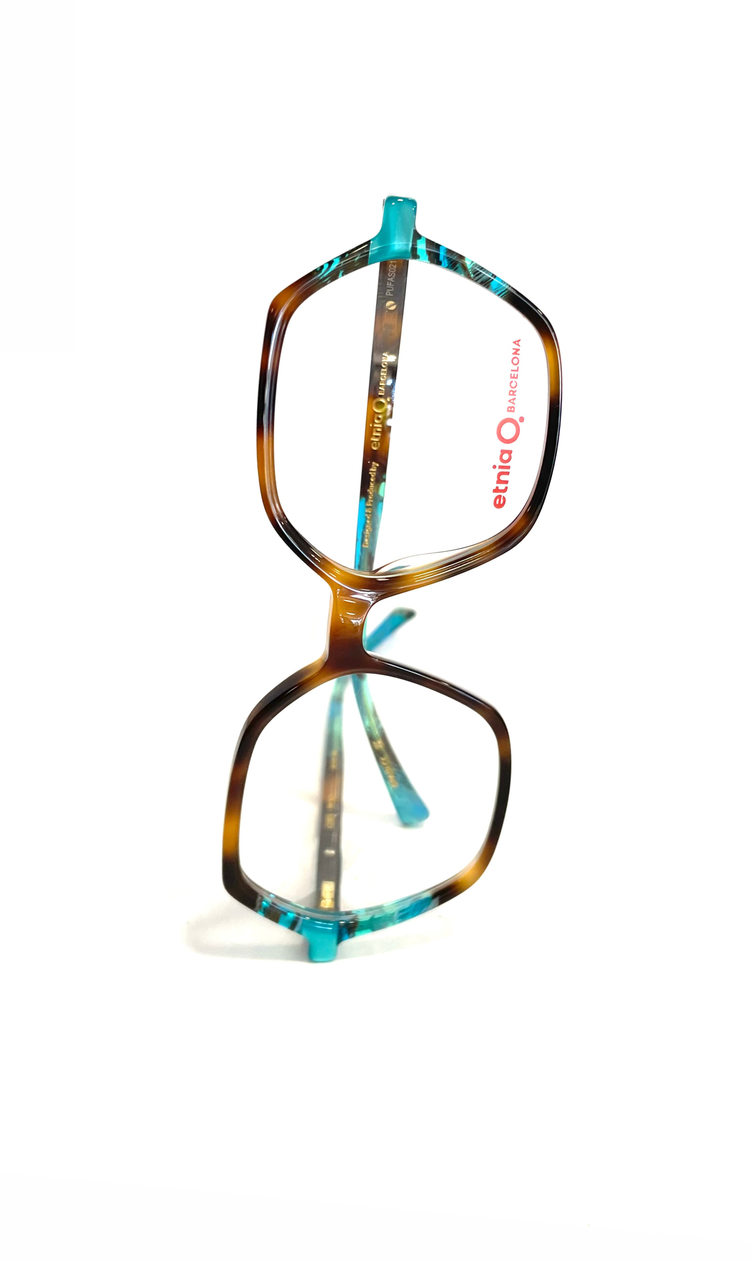 Lunettes hexagonales à motifs bleu/marron/noir