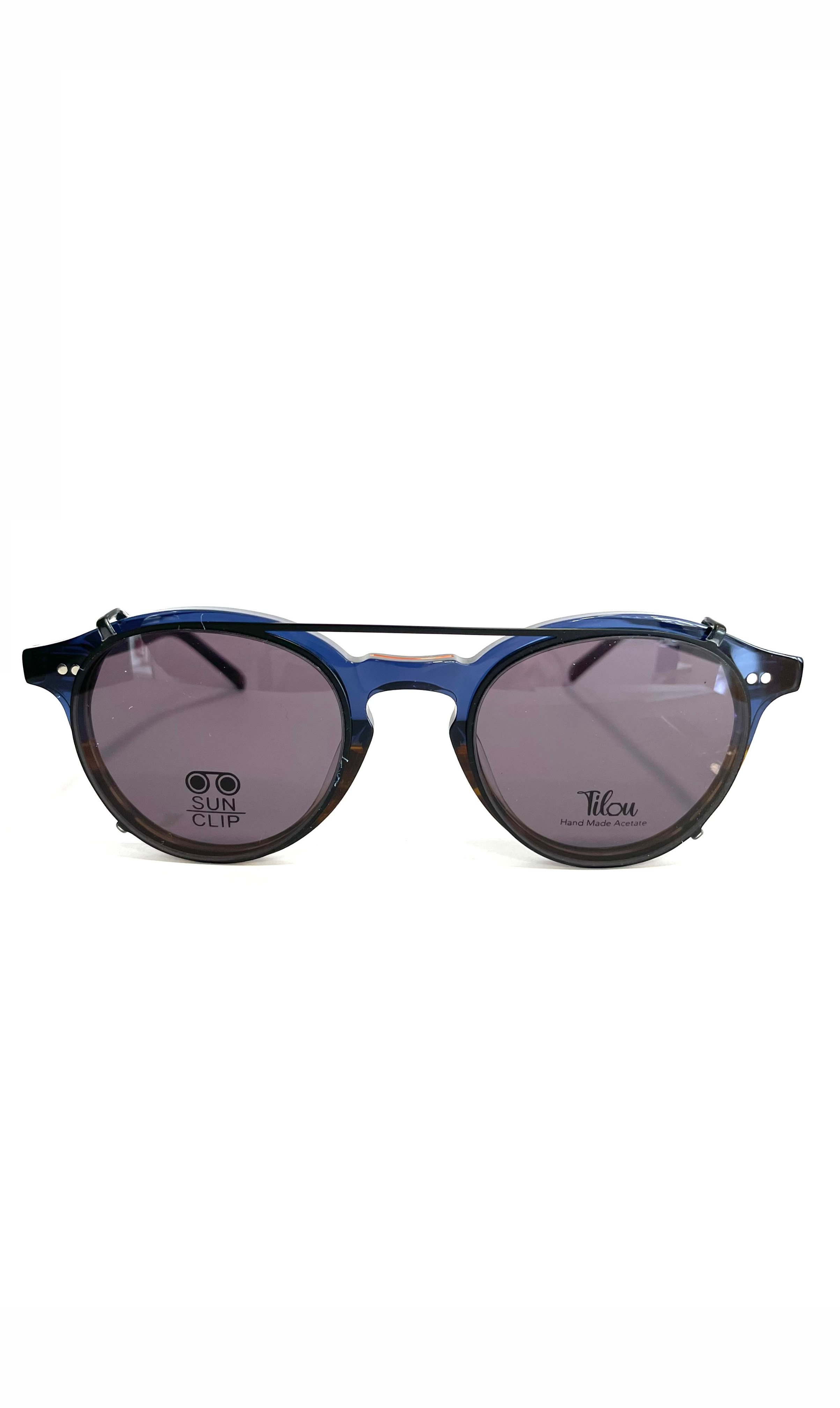 Lunettes Tilou à clips solaire, bleues et marrons