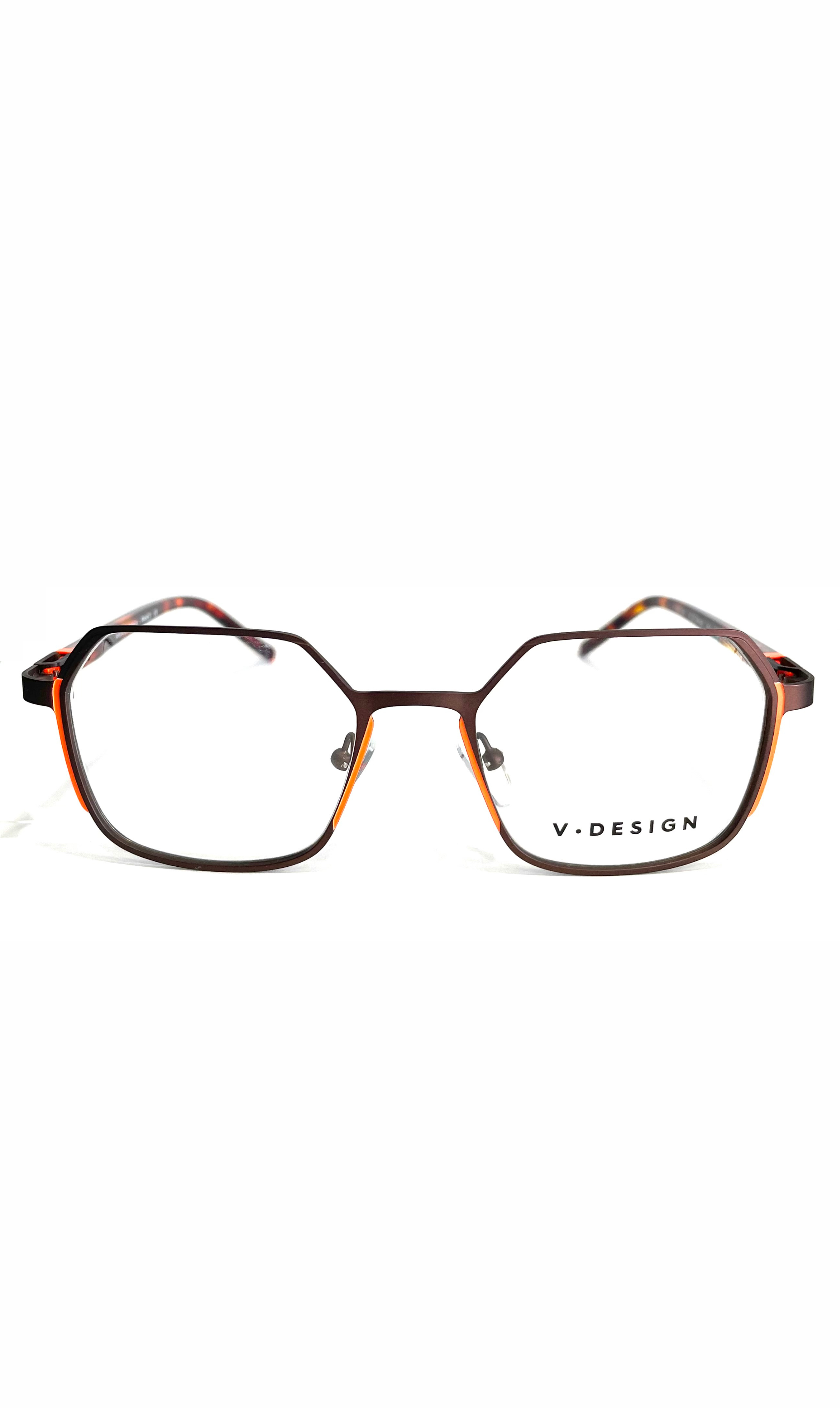 Lunettes V.Design en métal orange à branches écaillées