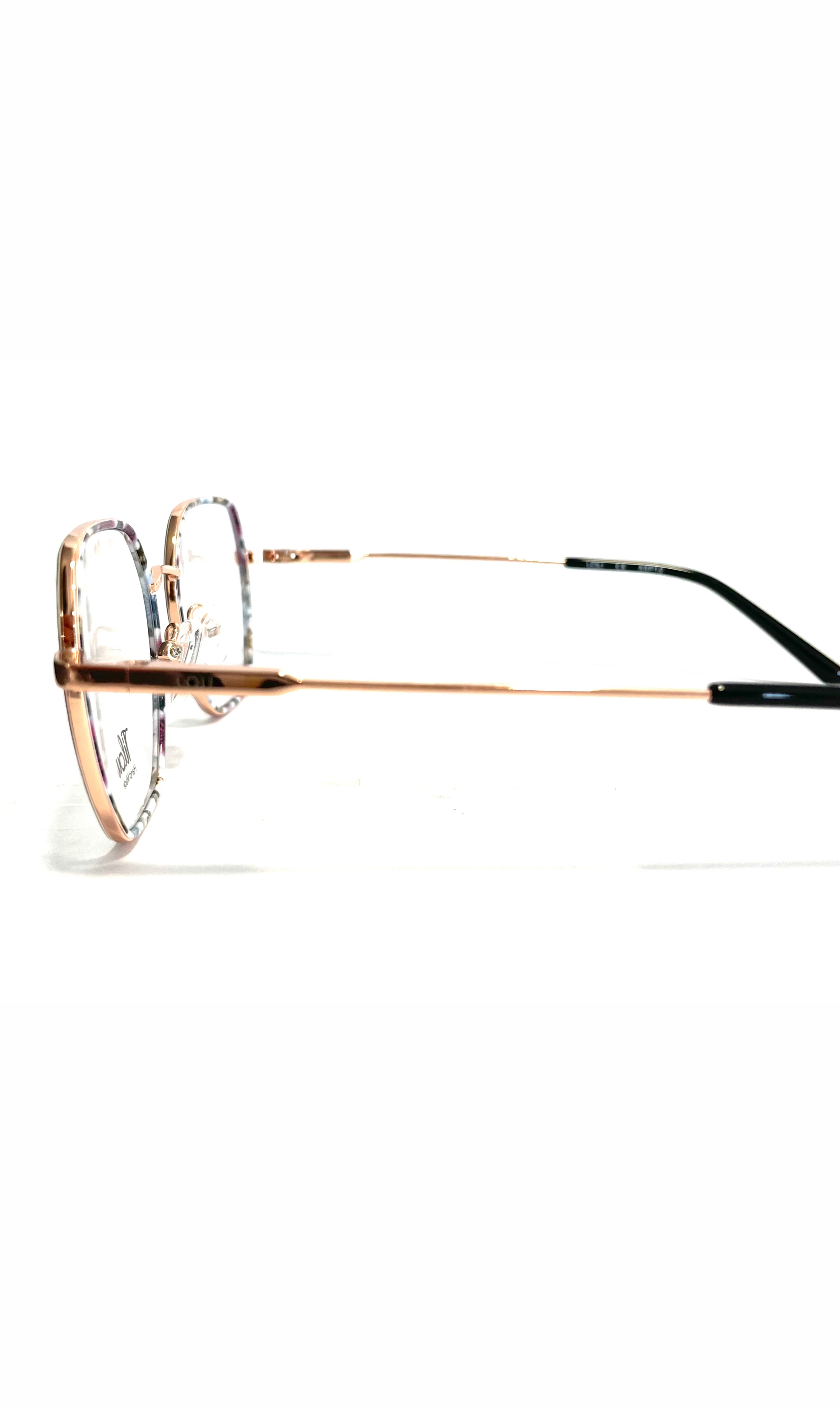 Lunettes Tilou en métal doré rose, à motifs fleuris 