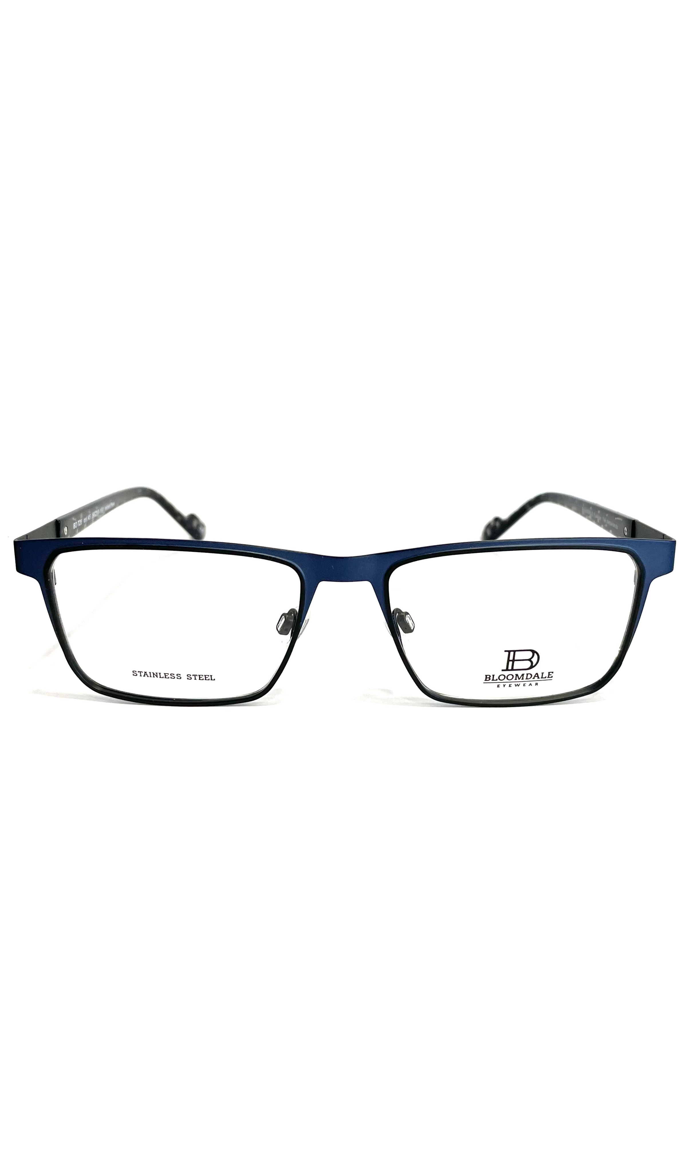 Lunettes Bloomdale en métal bleu et branche imitation carbone 