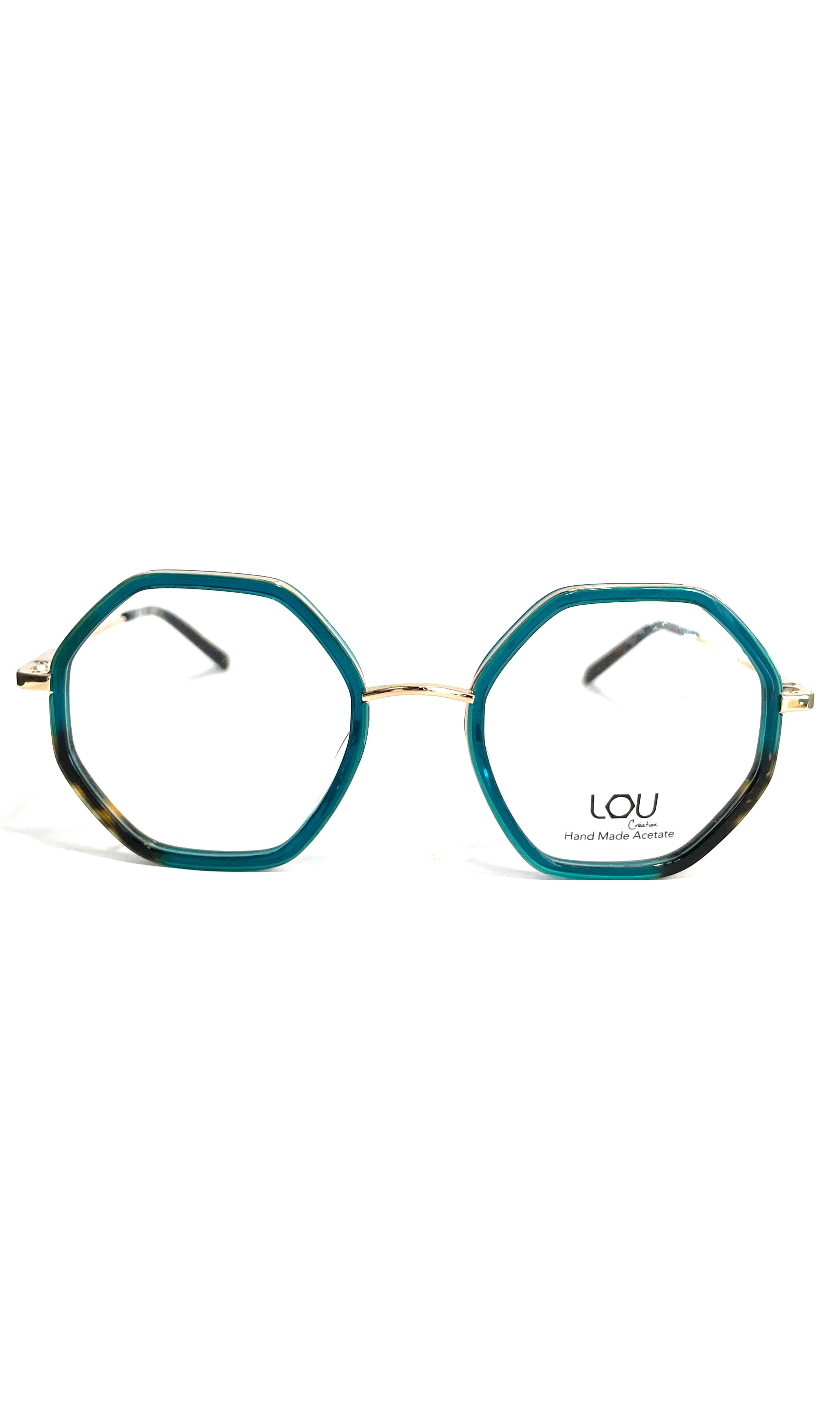 Lunettes Lou en métal doré et face bleue
