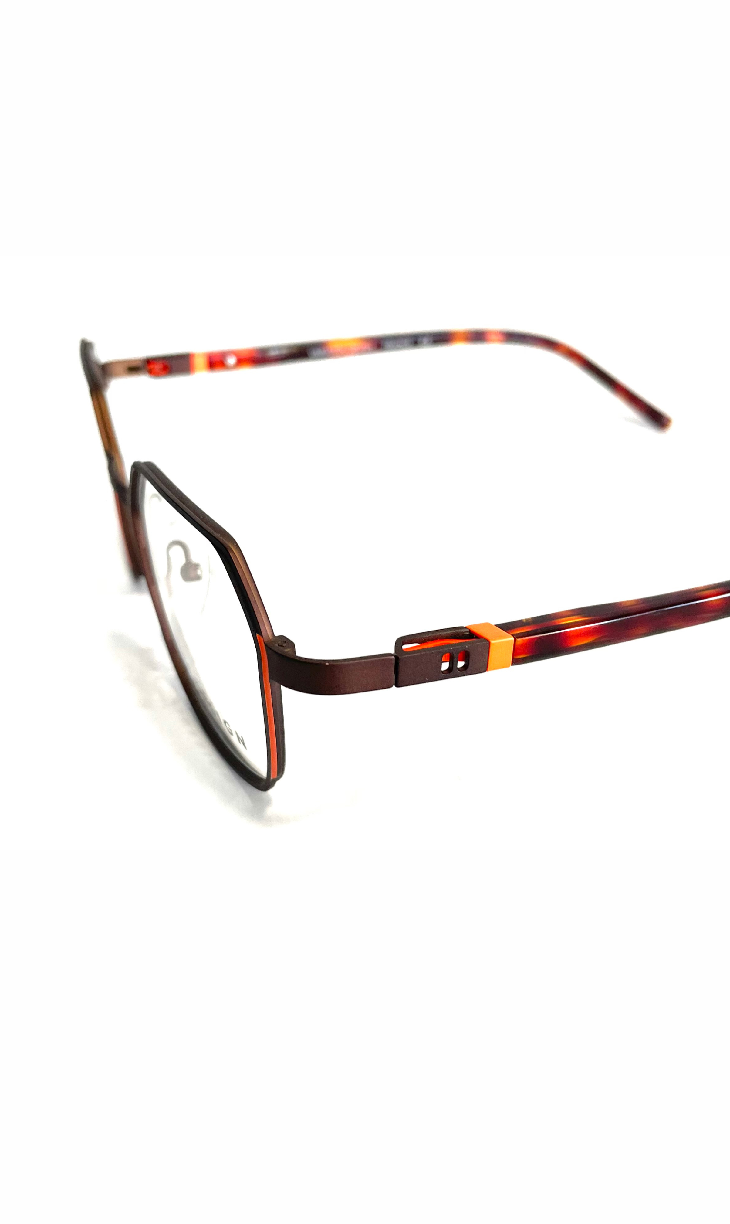 Lunettes V.Design en métal orange à branches écaillées
