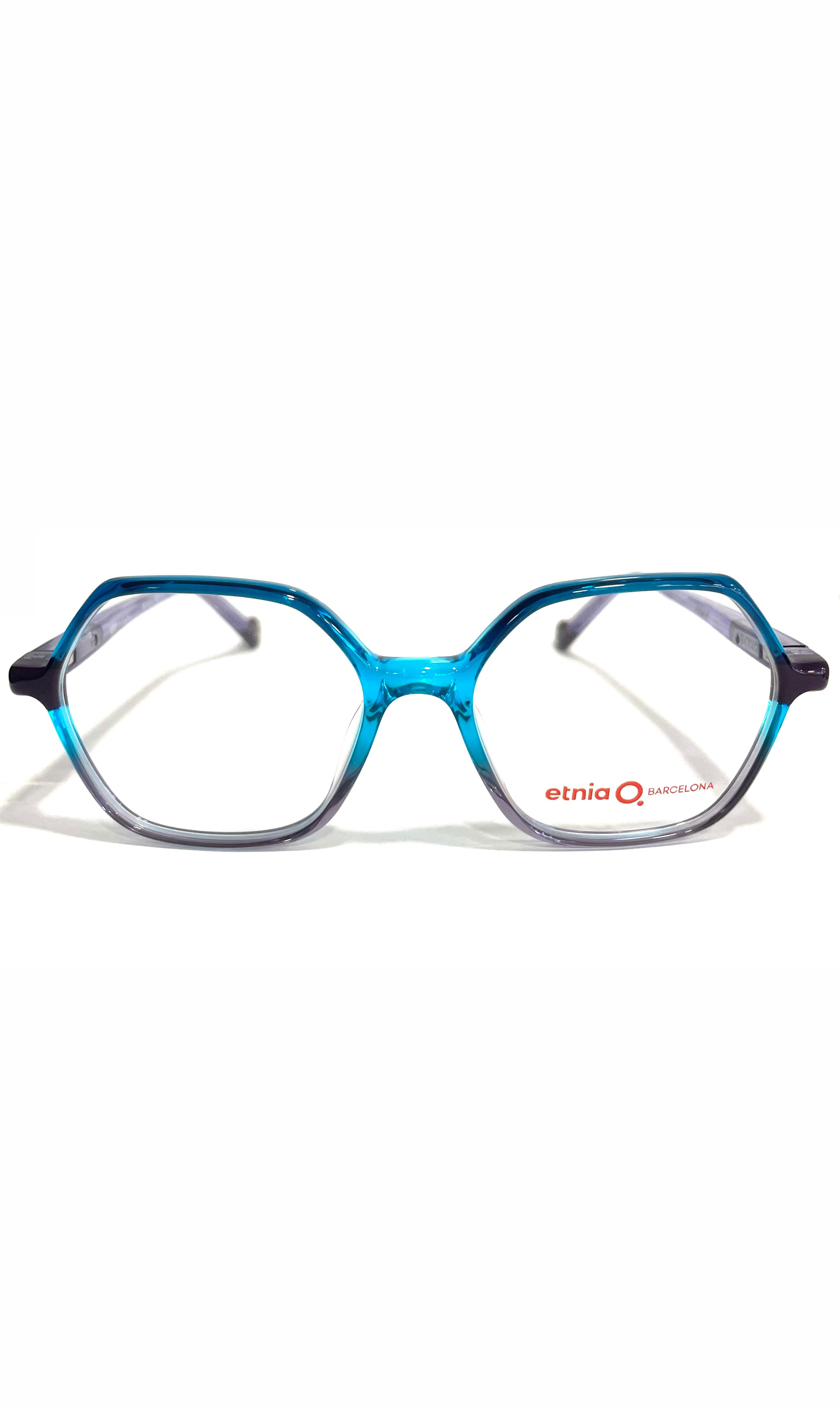 Lunettes Etnia Barcelona hexagonales bleues et violettes