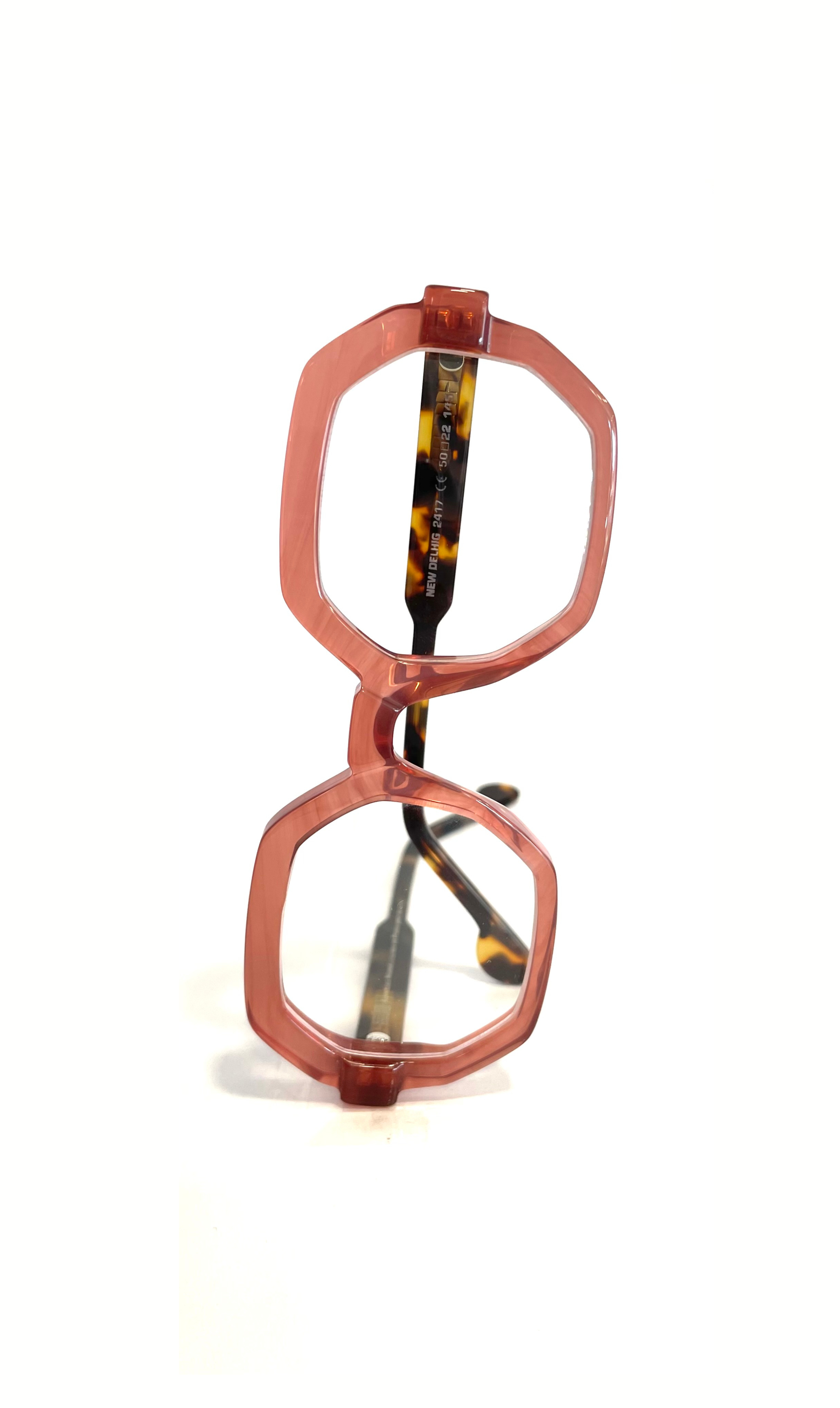 Lunettes octogonale roses à branche écaillées
