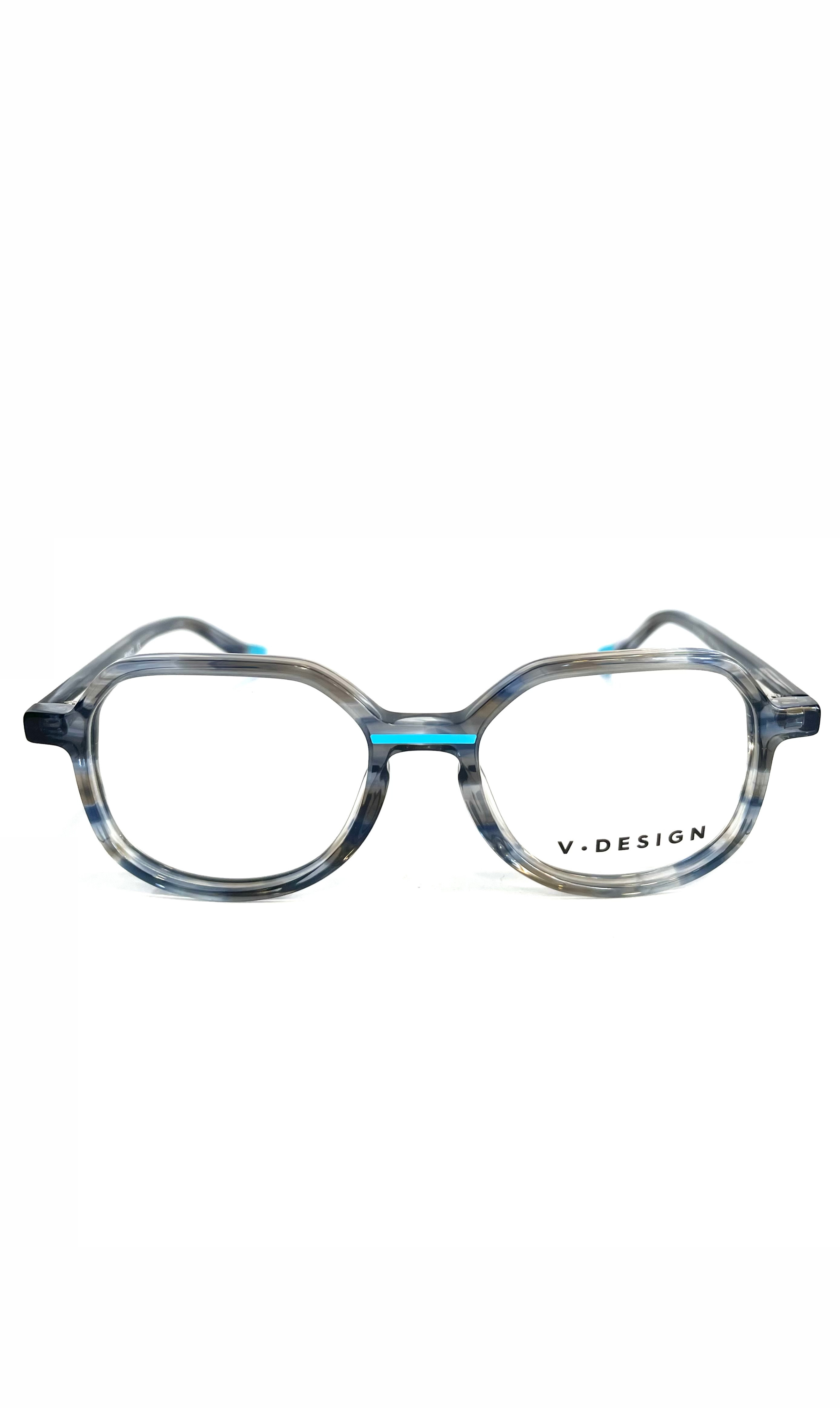 Lunettes V.Design à écaille bleue et grise