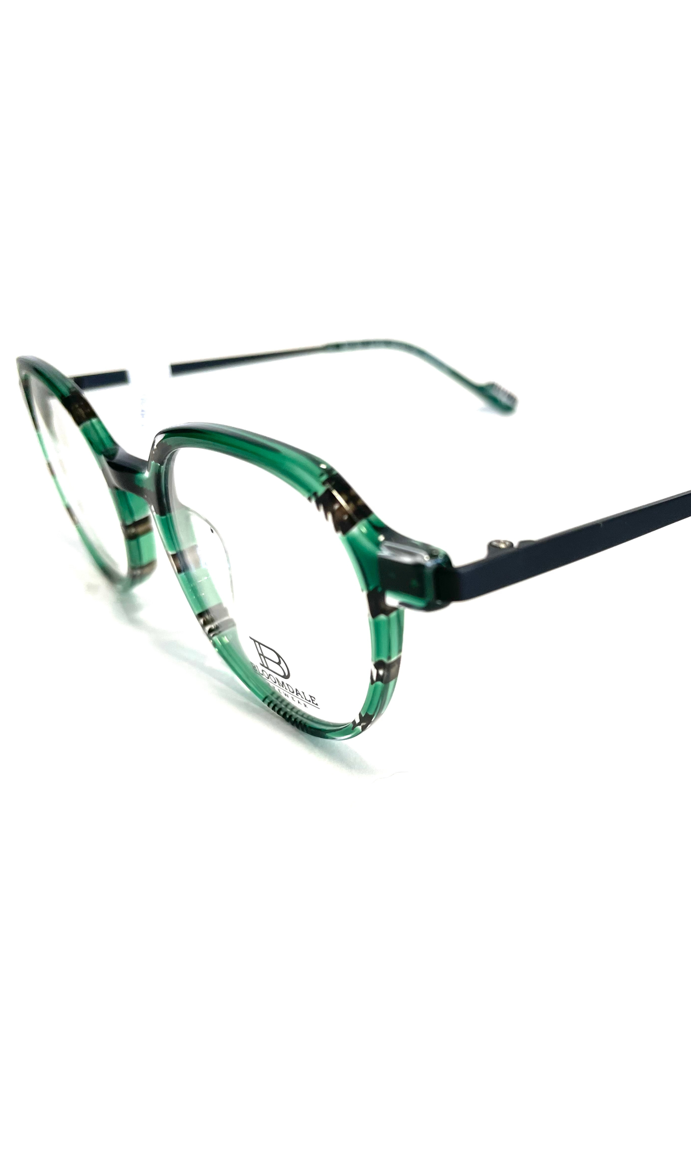 Lunettes Bloomdale vertes et noires à branche métalliques 