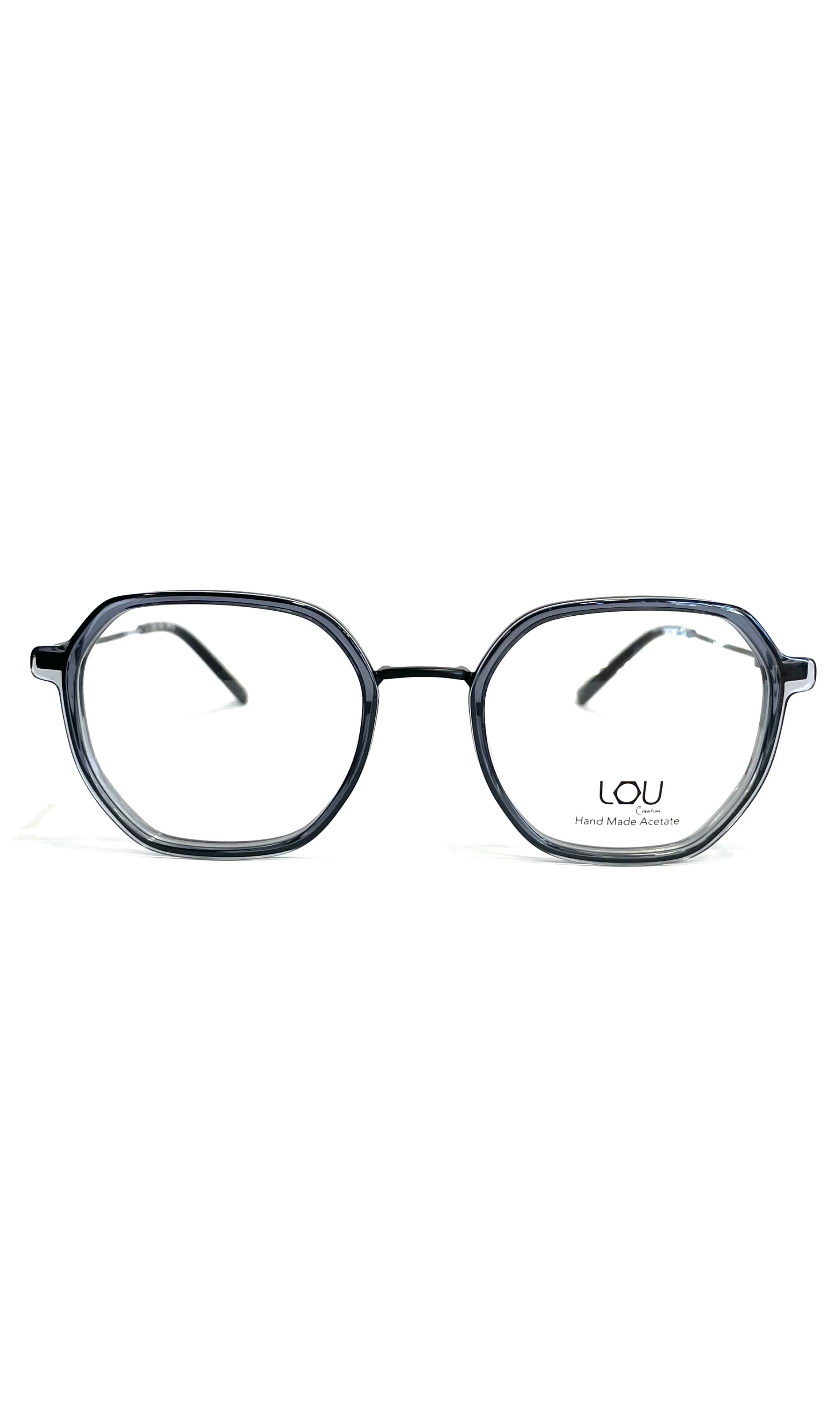 Lunettes Lou en métal noir et acétate grisé