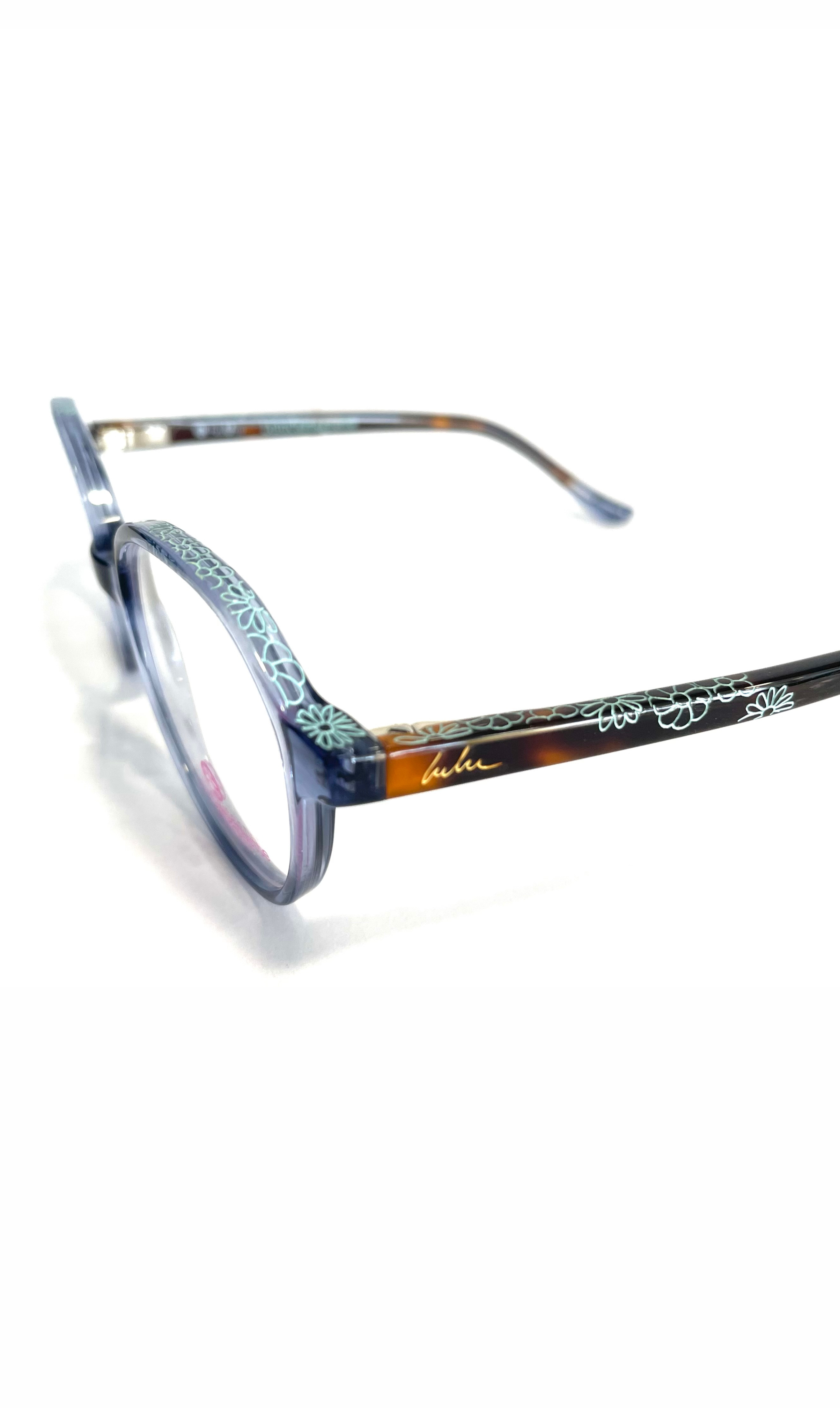 Lunettes LuluCastagnette bleues à motifs fleuris 