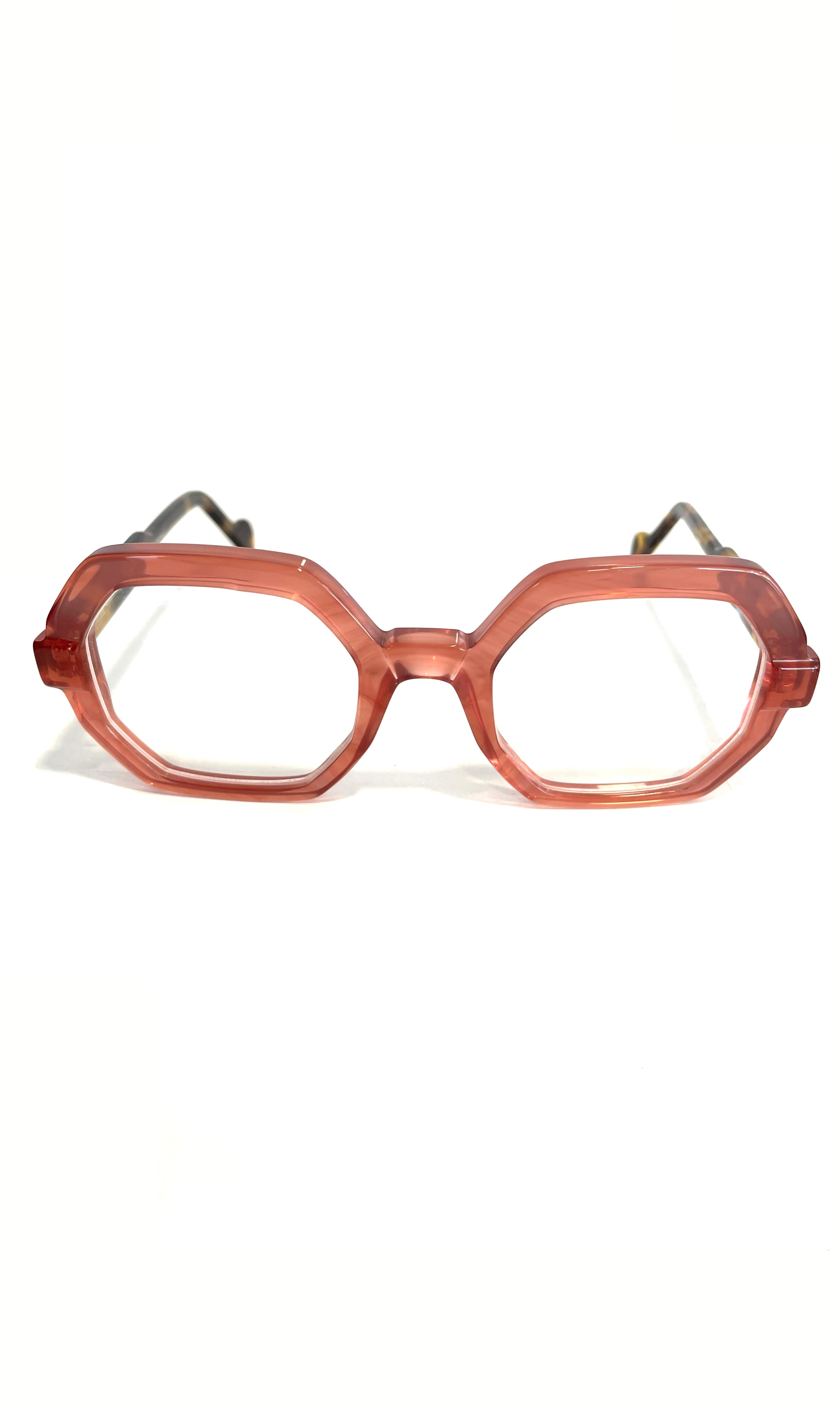 Lunettes octogonale roses à branche écaillées
