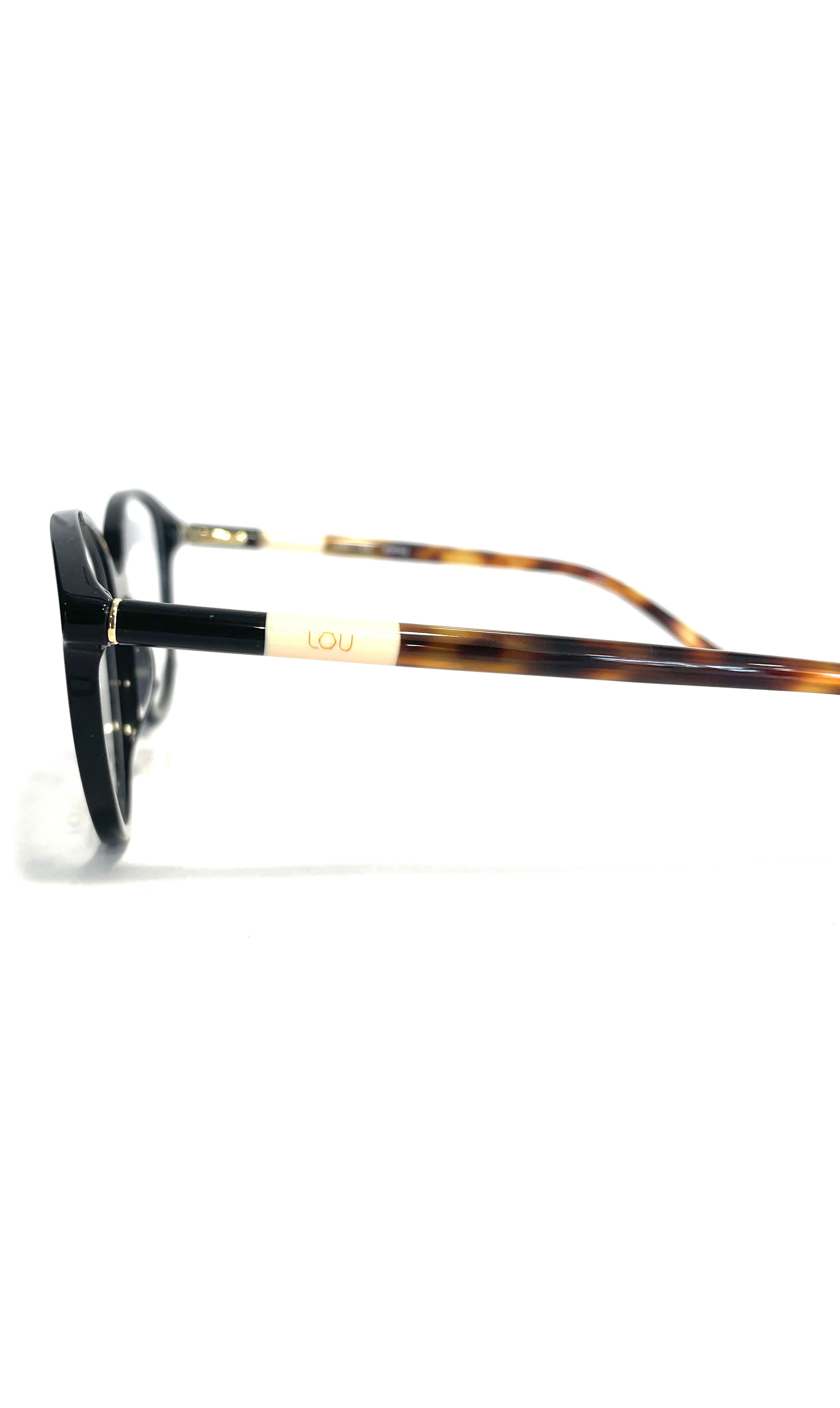 Lunettes Lou à face noire et branches rondes écaillées
