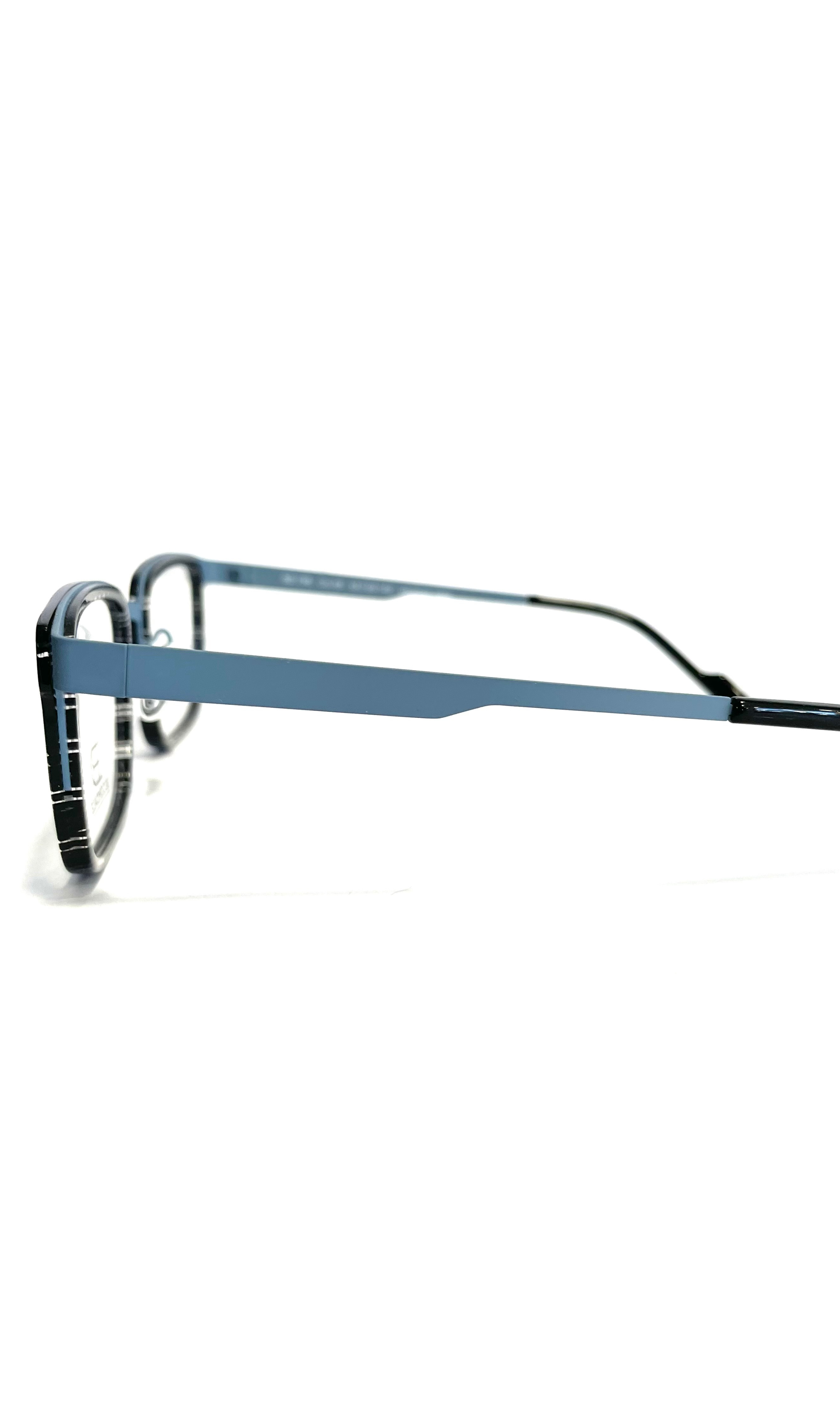 Lunettes Bloomdale en métal bleu et face zébrée