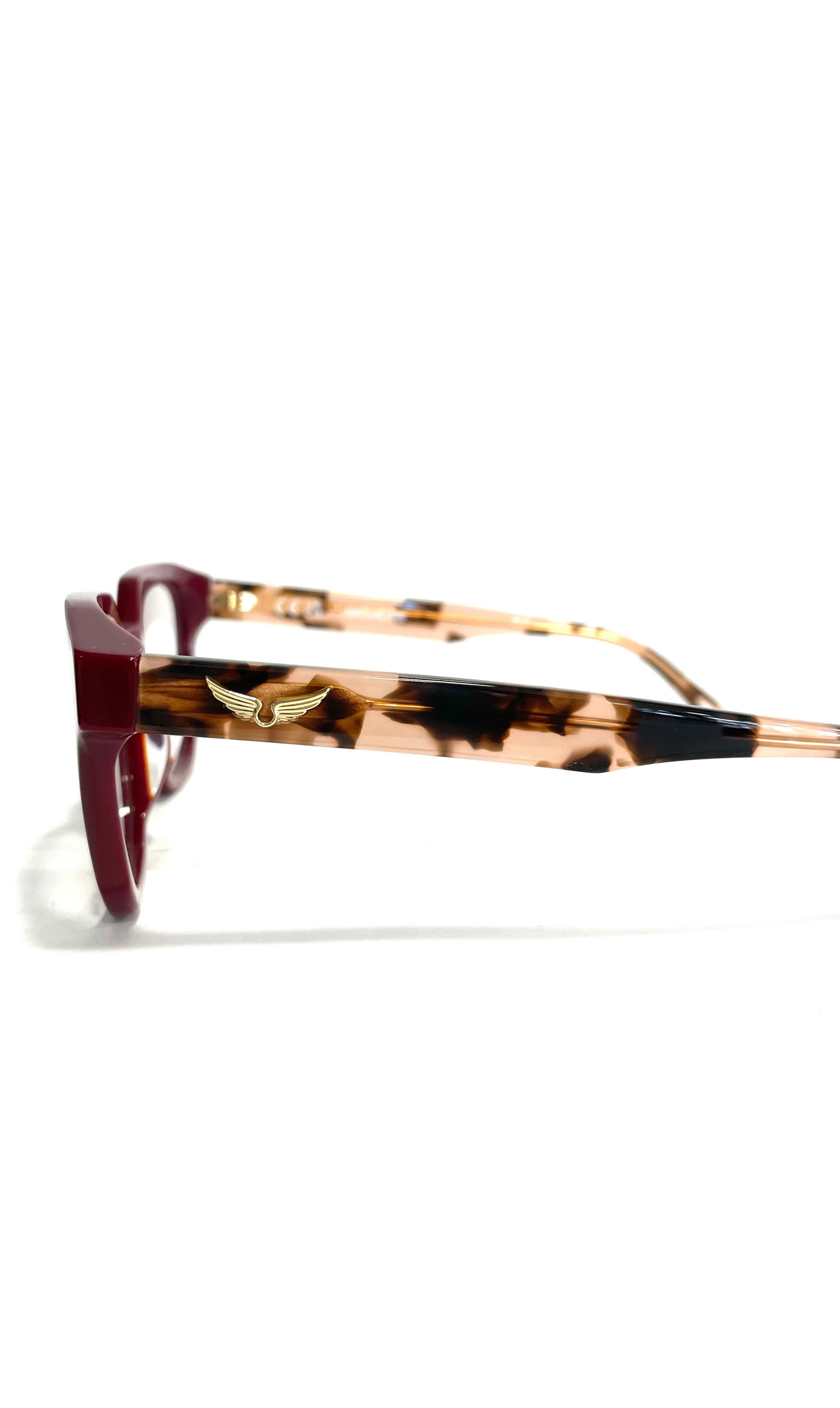 Lunettes Zadig & Voltaire rouge pourpre et écailles roses
