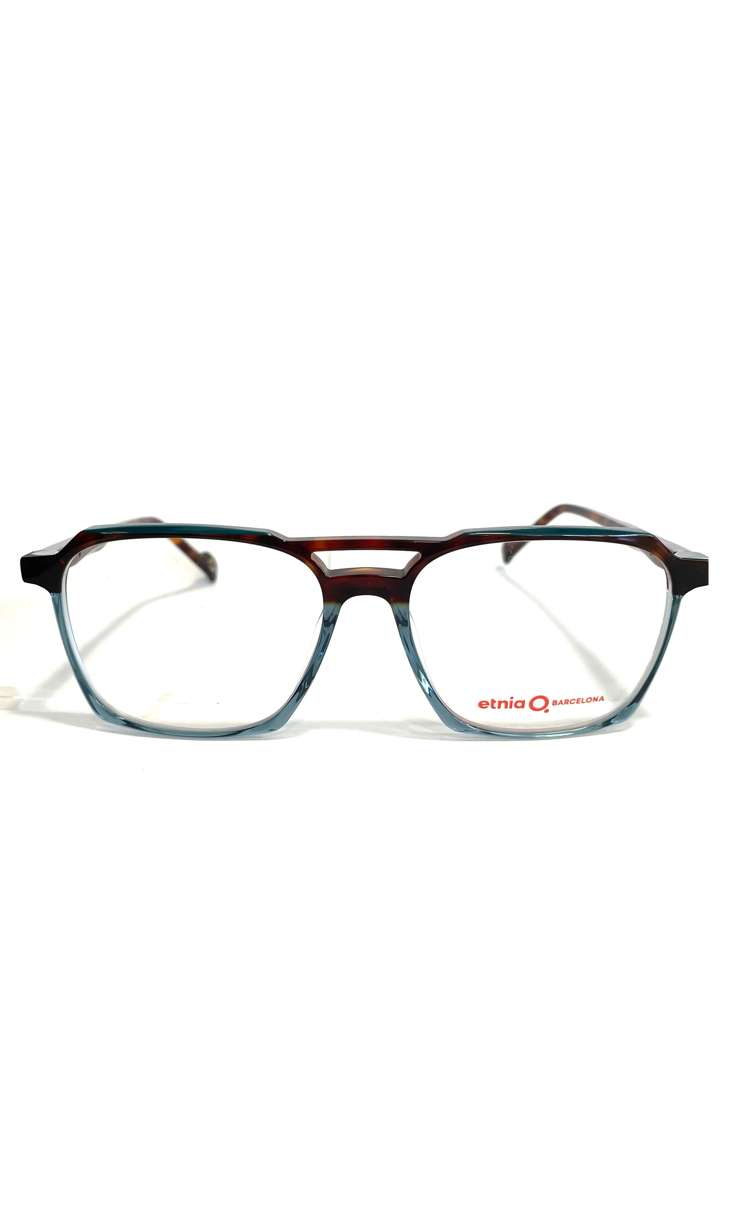 Lunettes à double barre bicolore marron/bleu
