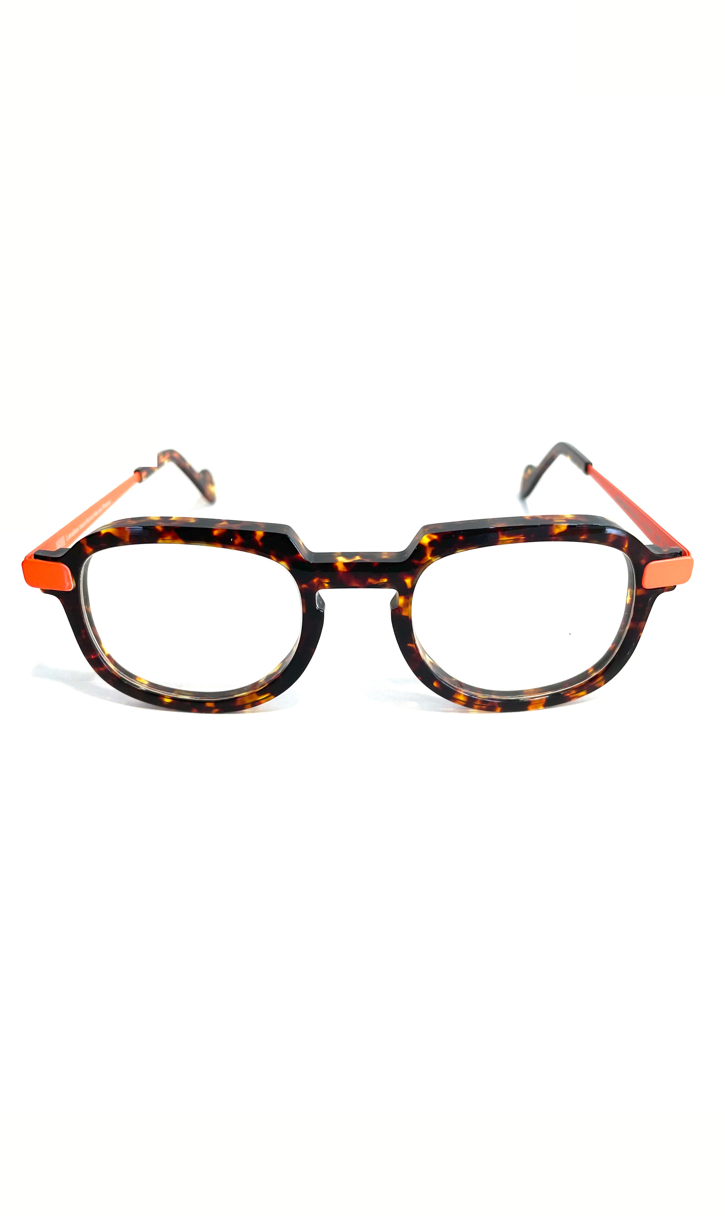 Lunettes écaillées à branches en métal oranges