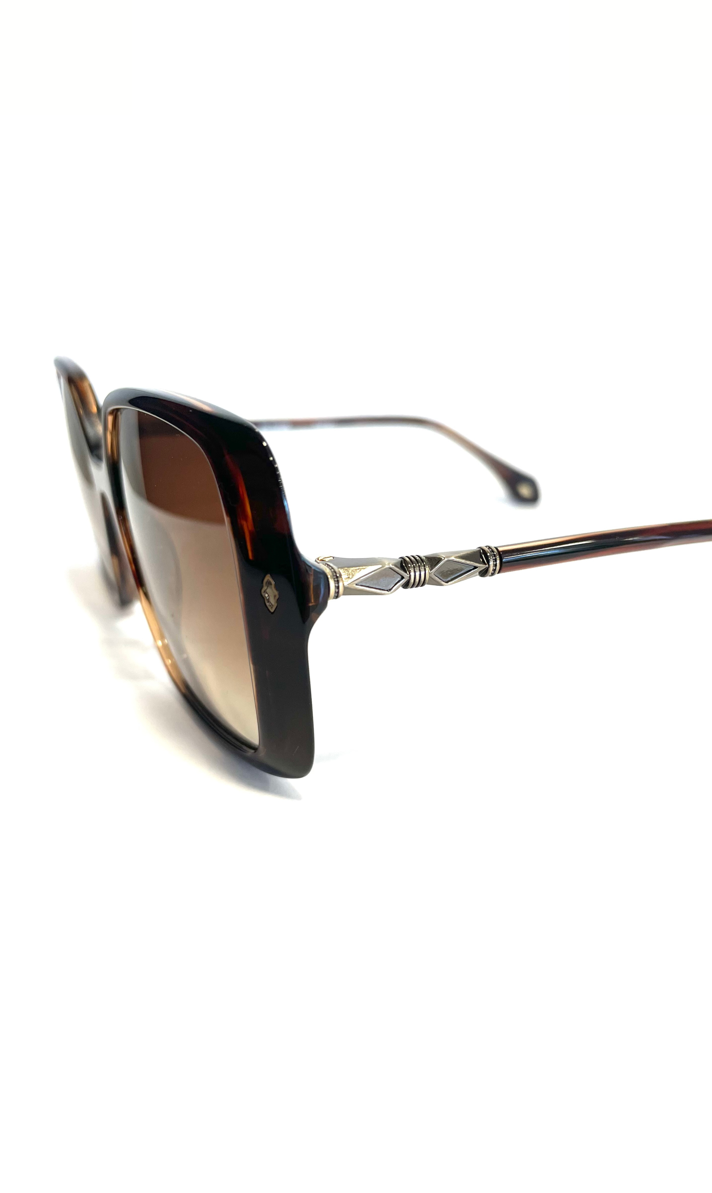Lunettes de soleil rectangulaires à motif marron