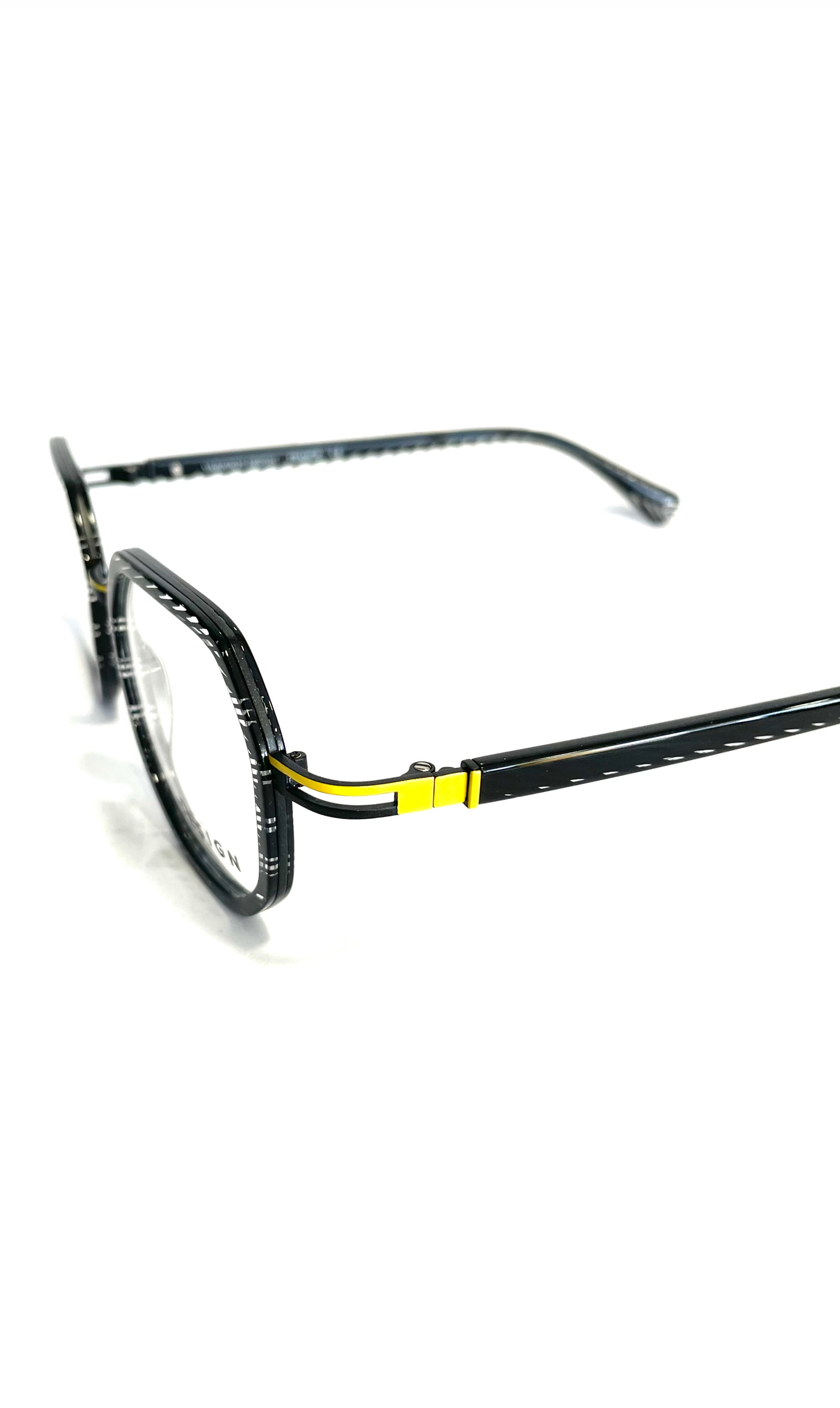 Lunettes V.Design Rayées en acétate et métal jaune