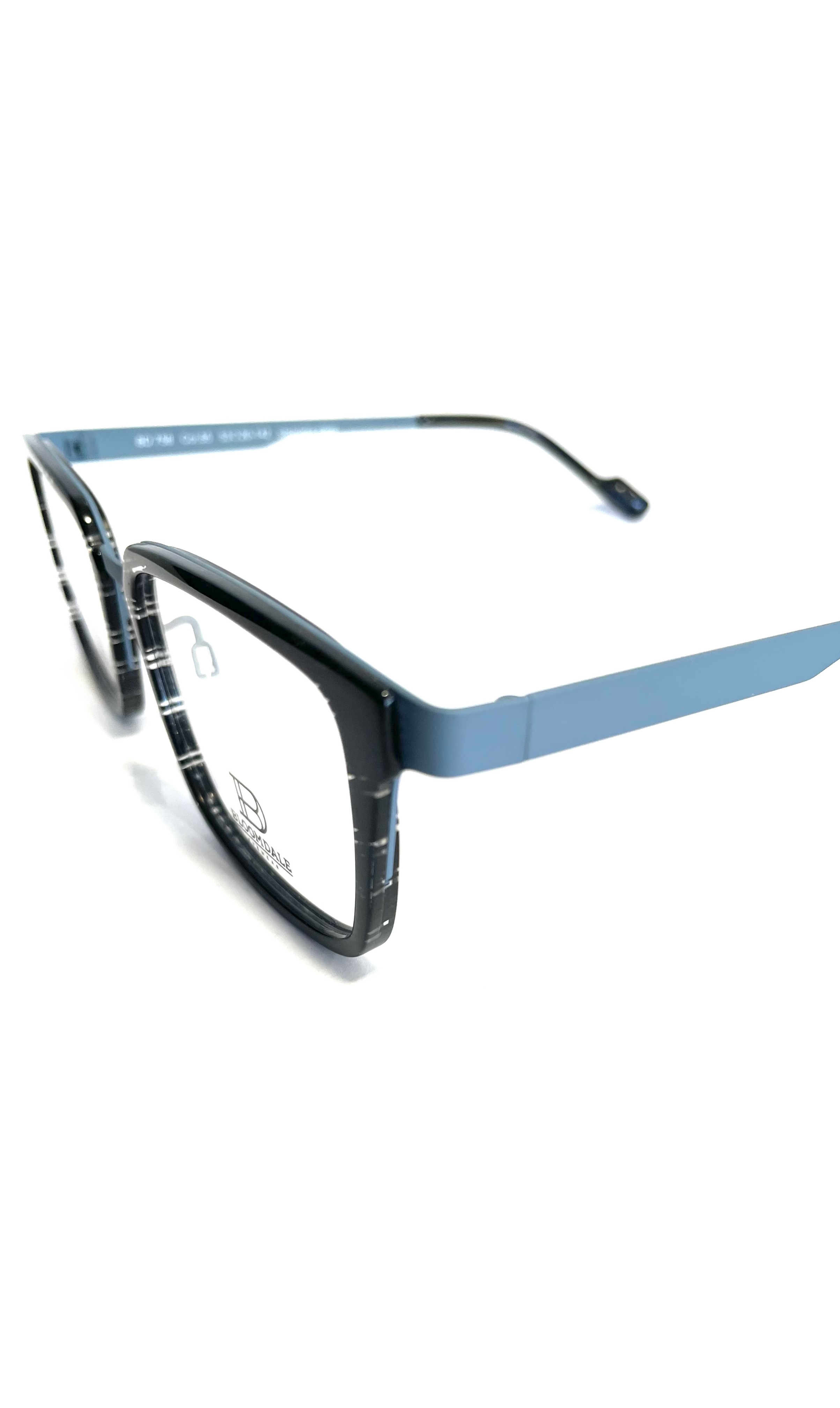 Lunettes Bloomdale en métal bleu et face zébrée