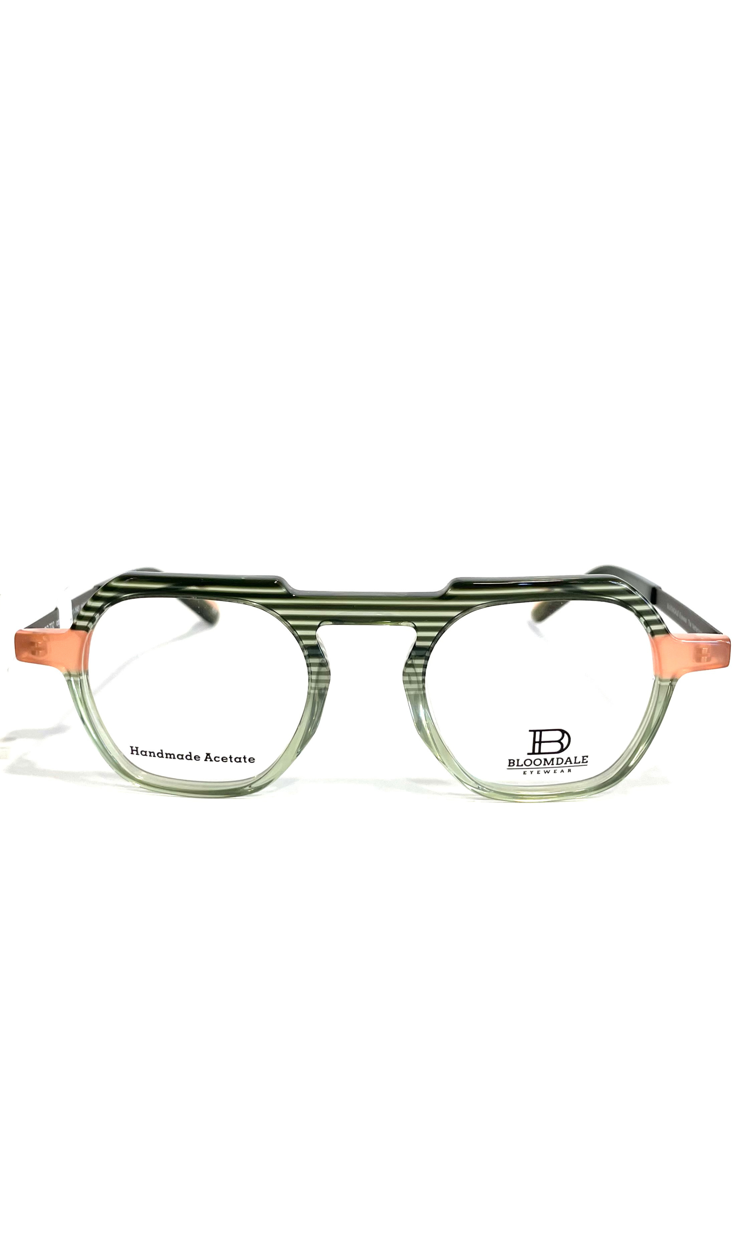 Lunettes Bloomdale à face rayée verte et branches en métal