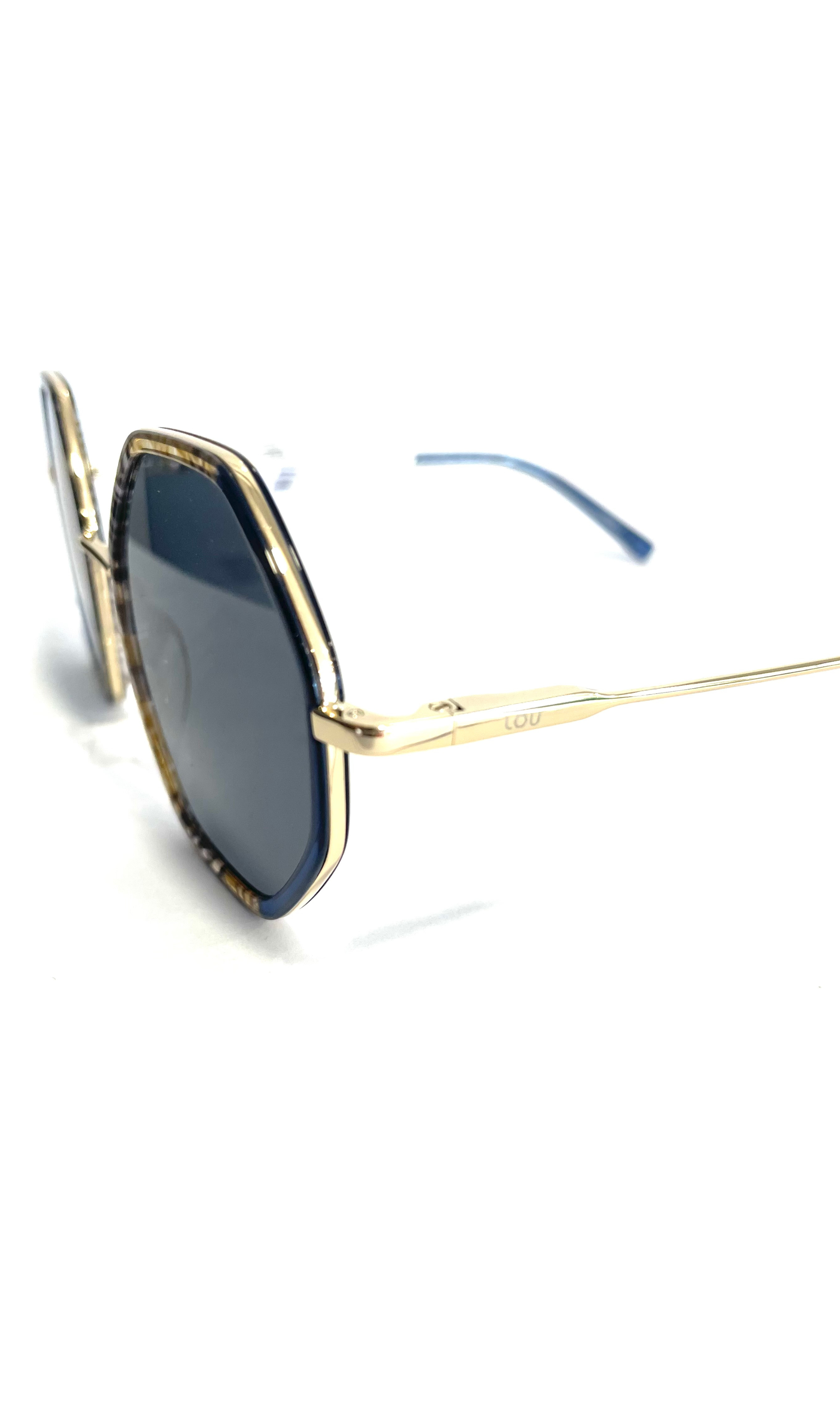 Lunettes de soleil Lou en métal bleues et jaunes