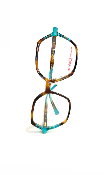 Lunettes hexagonales à motifs bleu/marron/noir
