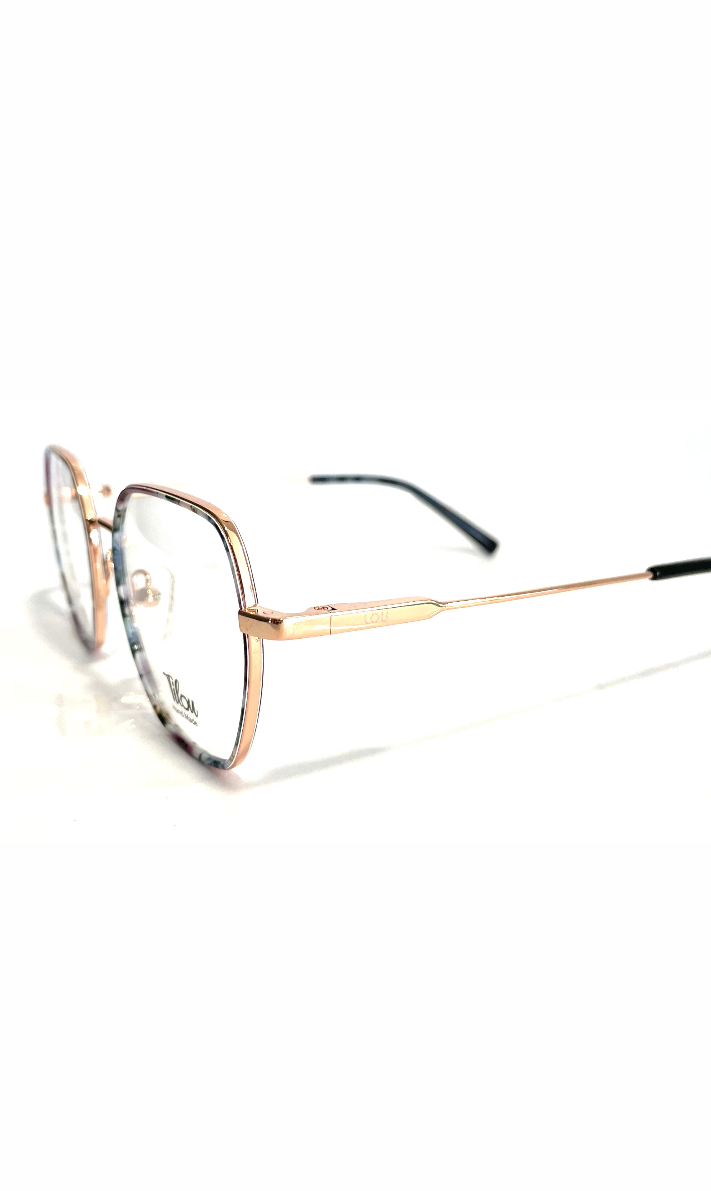 Lunettes Tilou en métal doré rose, à motifs fleuris 