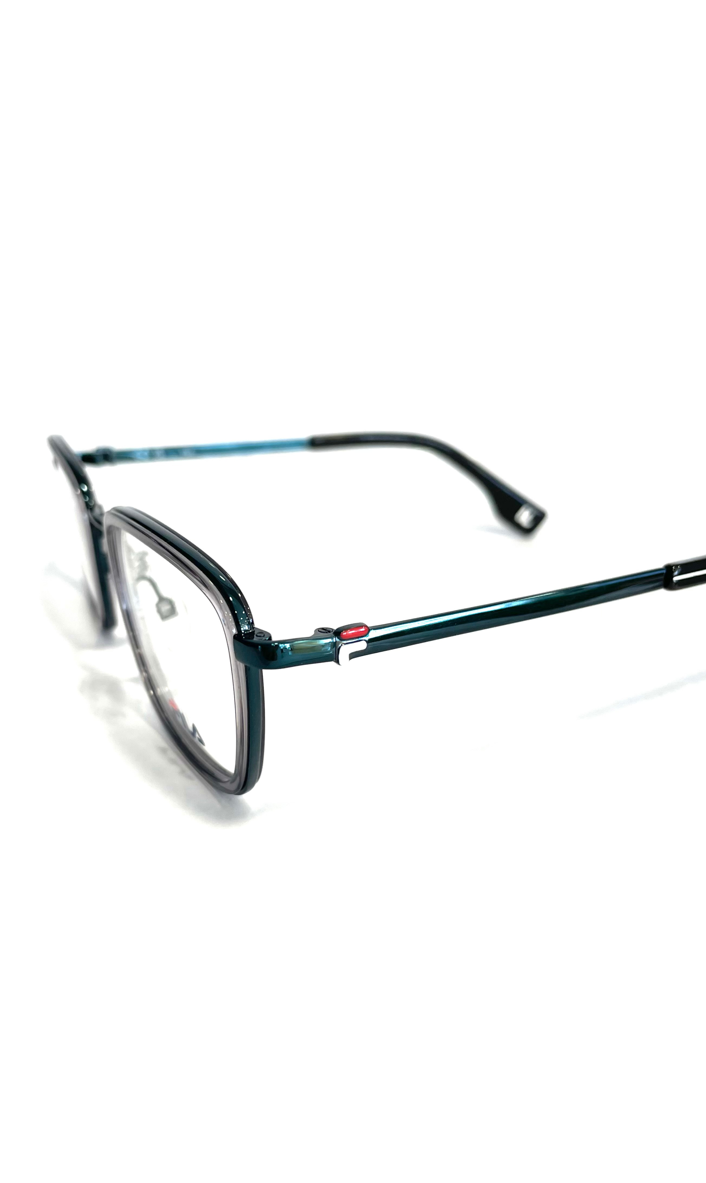 Lunettes Fila en métal bleu/vert et face grise