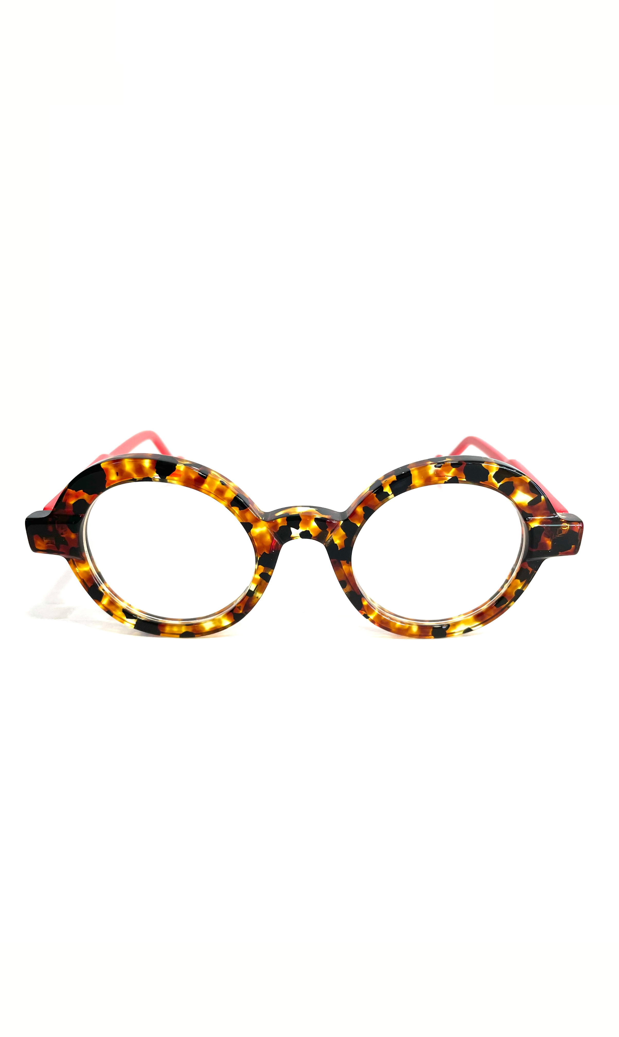 Lunettes rondes écaillées à branches roses
