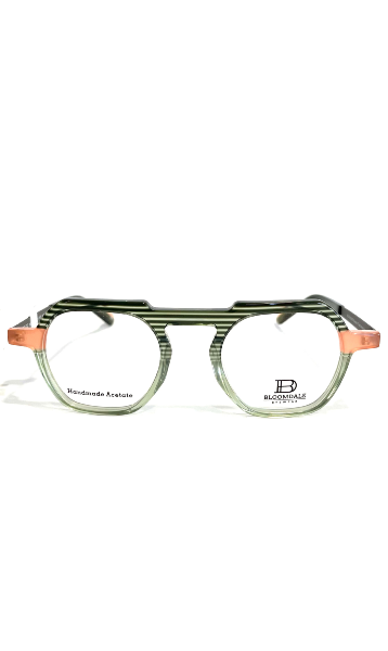 Lunettes Bloomdale à face rayée verte et branches en métal