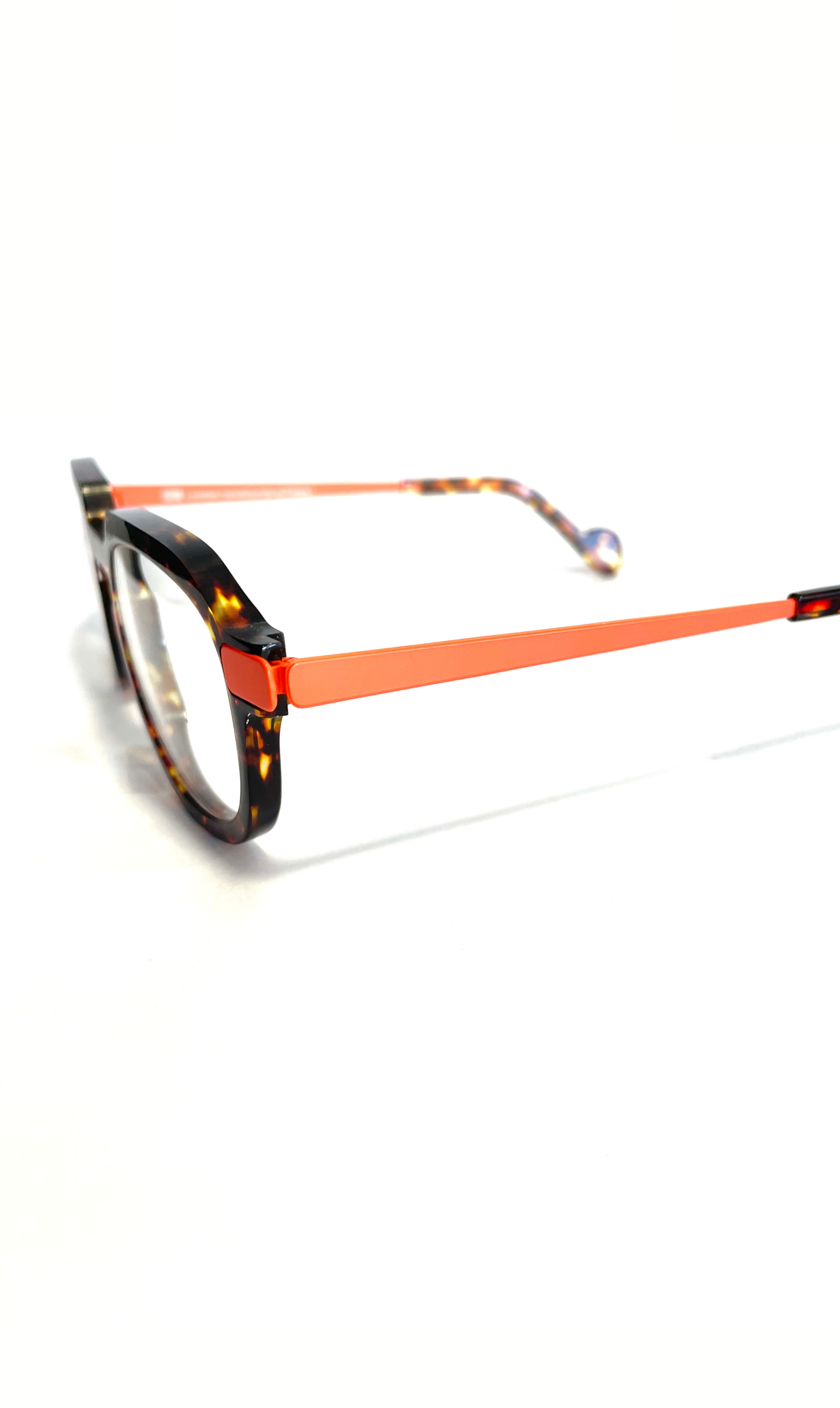 Lunettes écaillées à branches en métal oranges