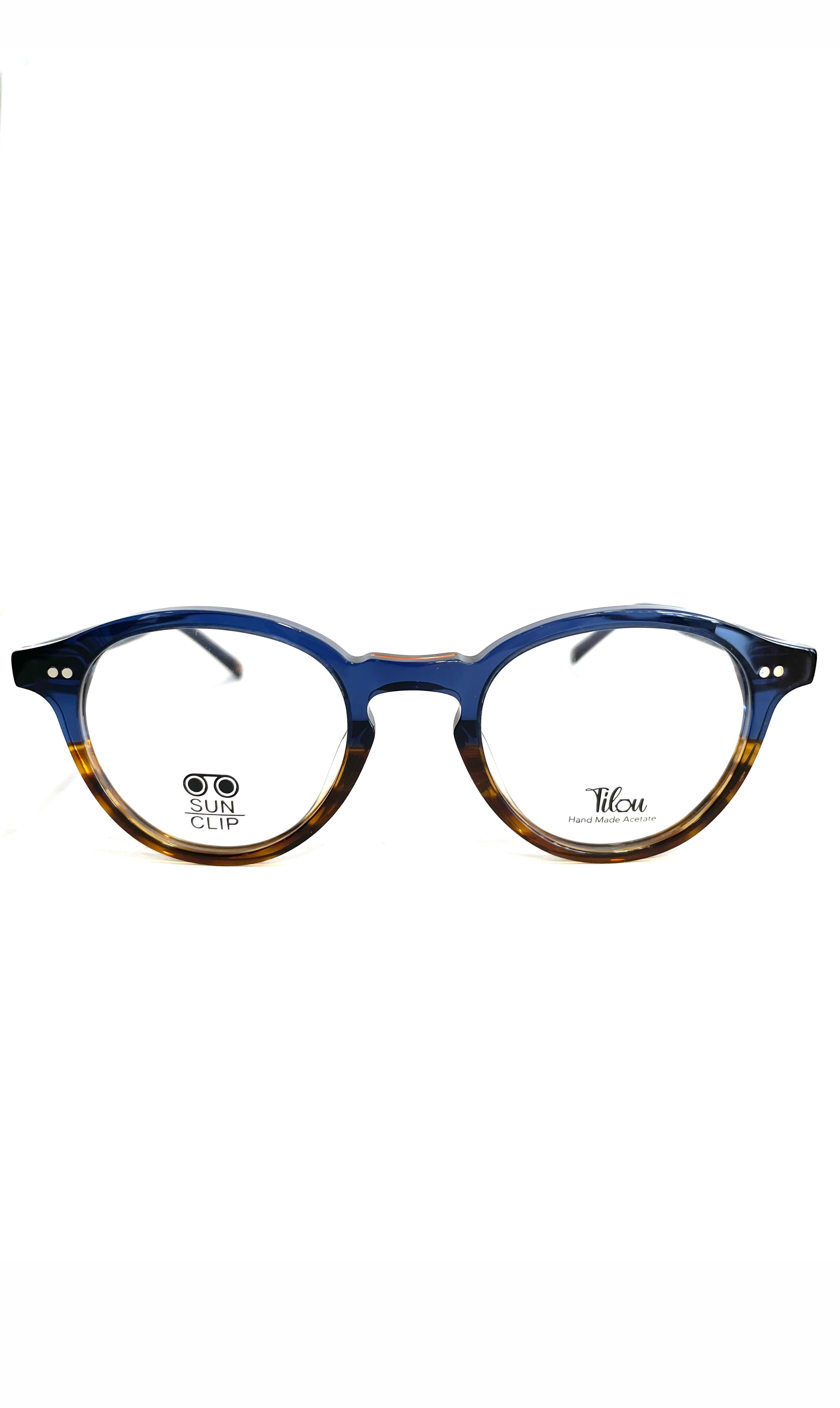 Lunettes Tilou à clips solaire, bleues et marrons