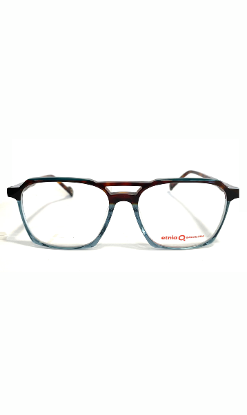 Lunettes à double barre bicolore marron/bleu