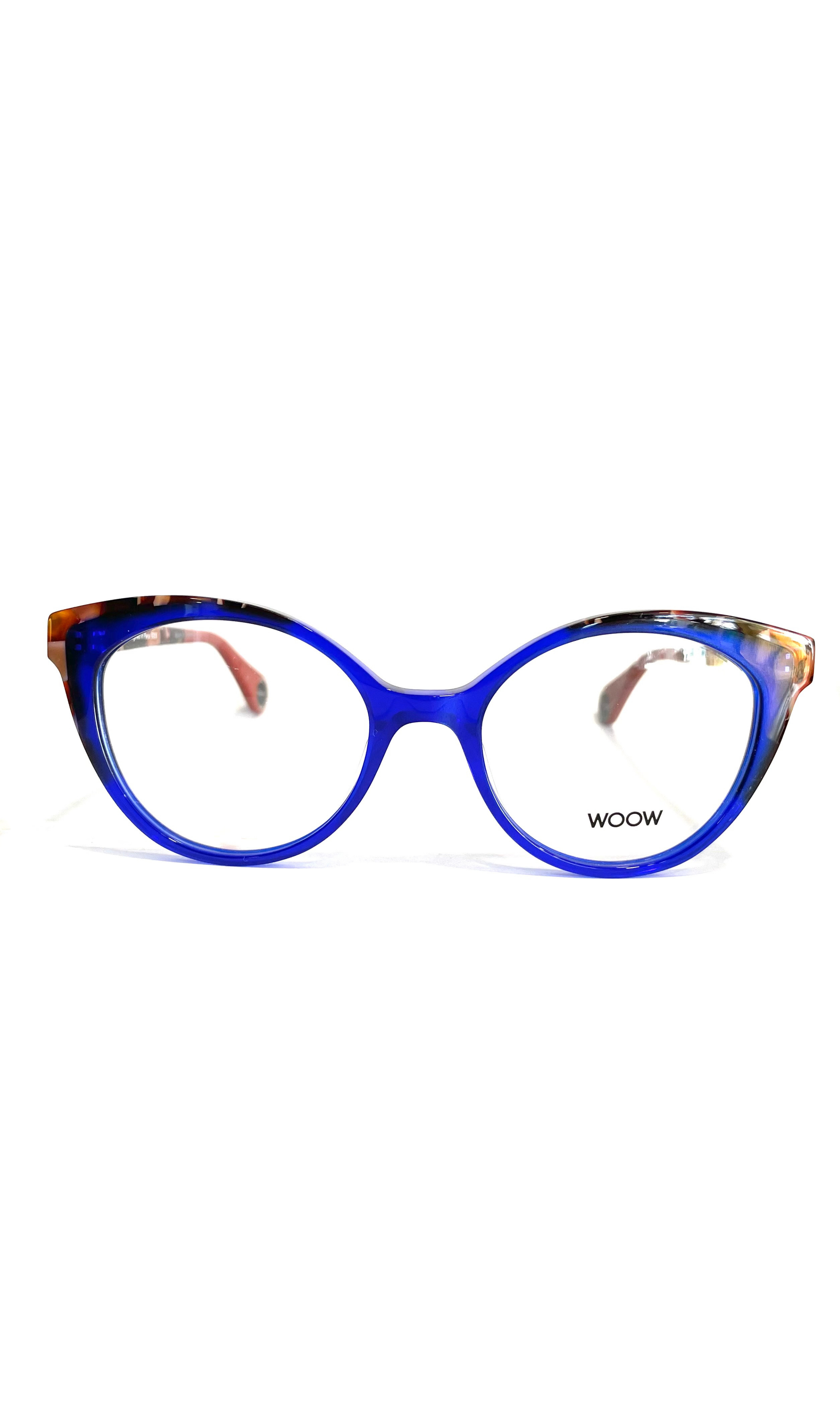 Lunettes Woow papillon bleues à branche écaille rouge-brun