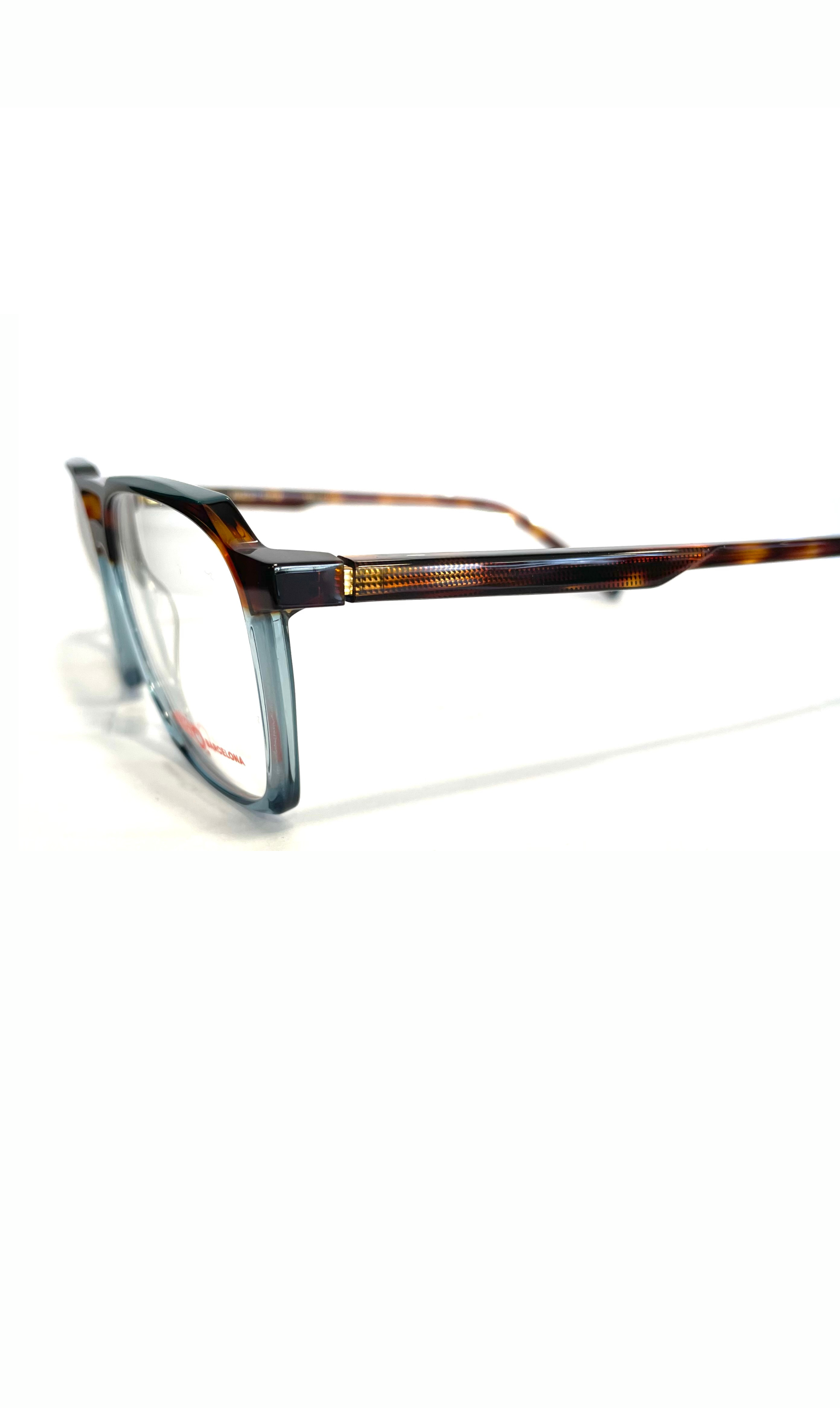 Lunettes à double barre bicolore marron/bleu