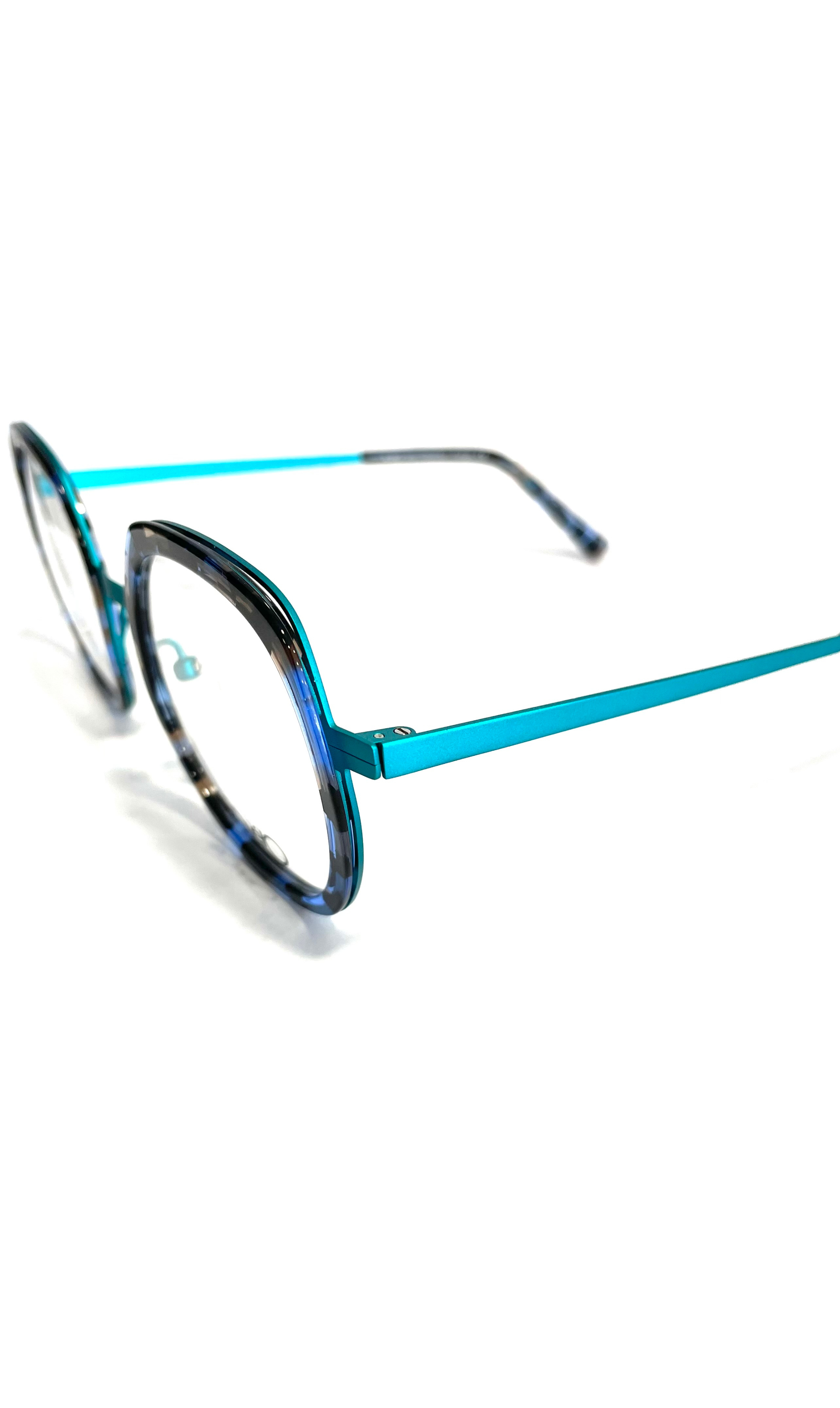 Lunettes Bovélo combiné acétate et métal cyan