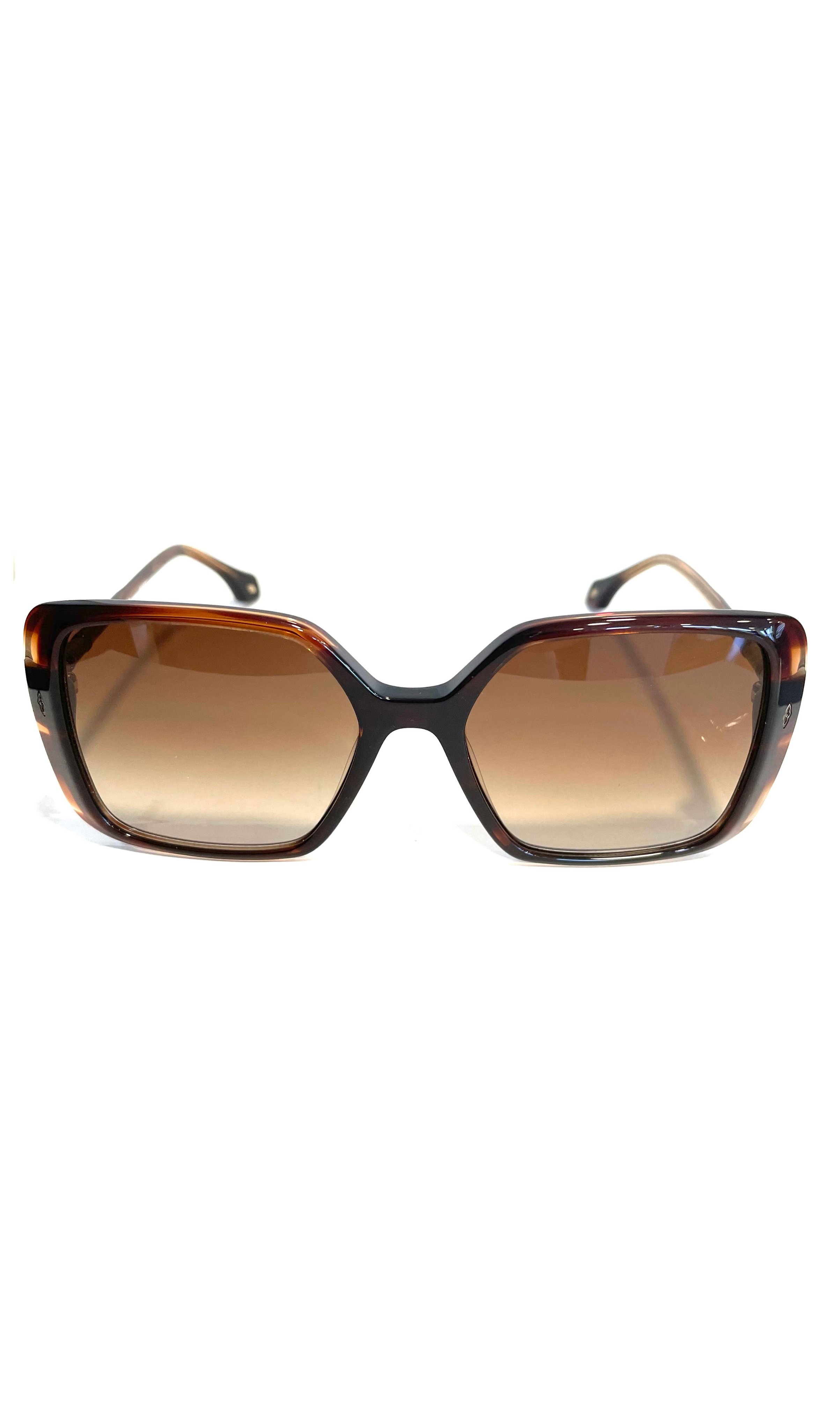 Lunettes de soleil rectangulaires à motif marron