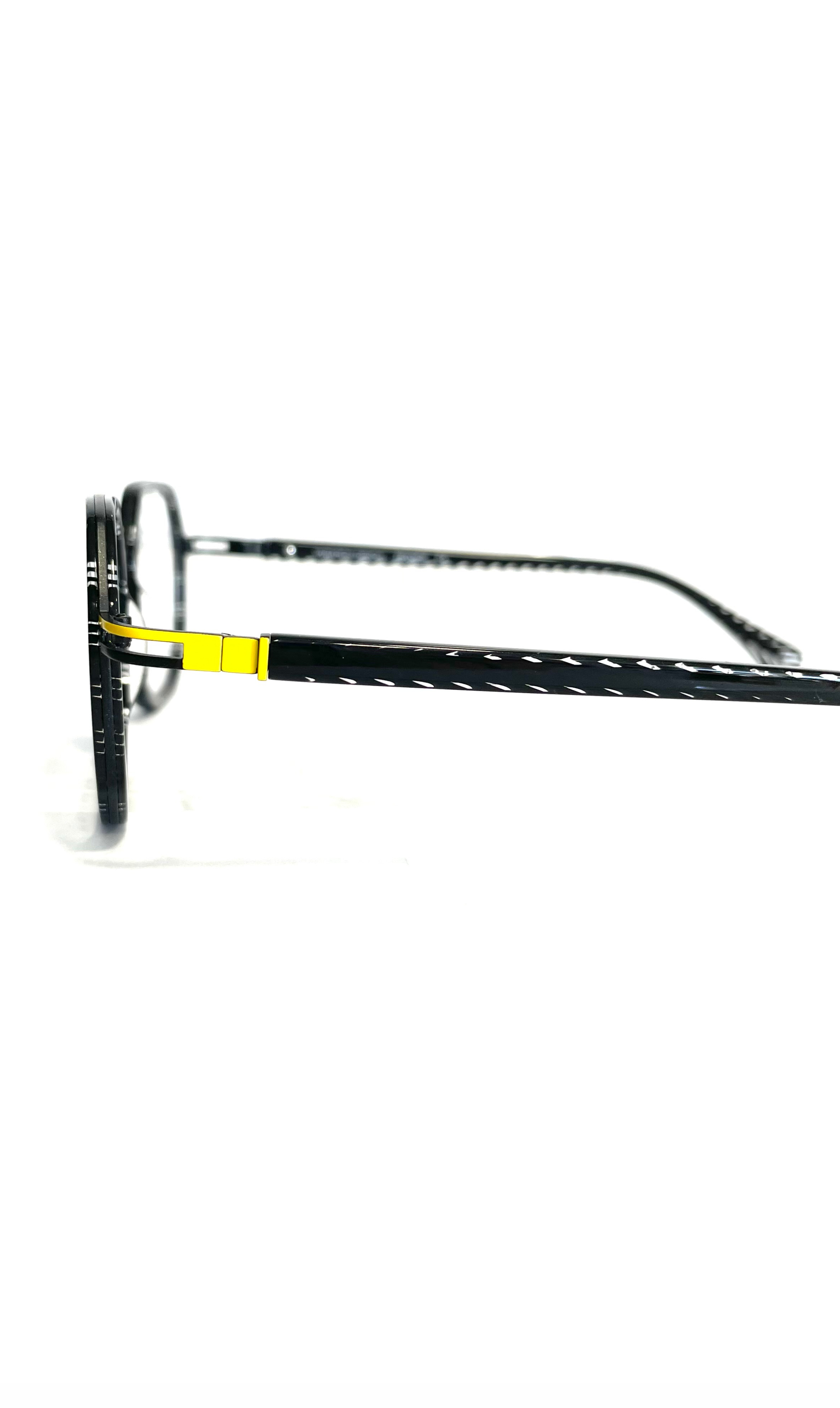 Lunettes V.Design Rayées en acétate et métal jaune